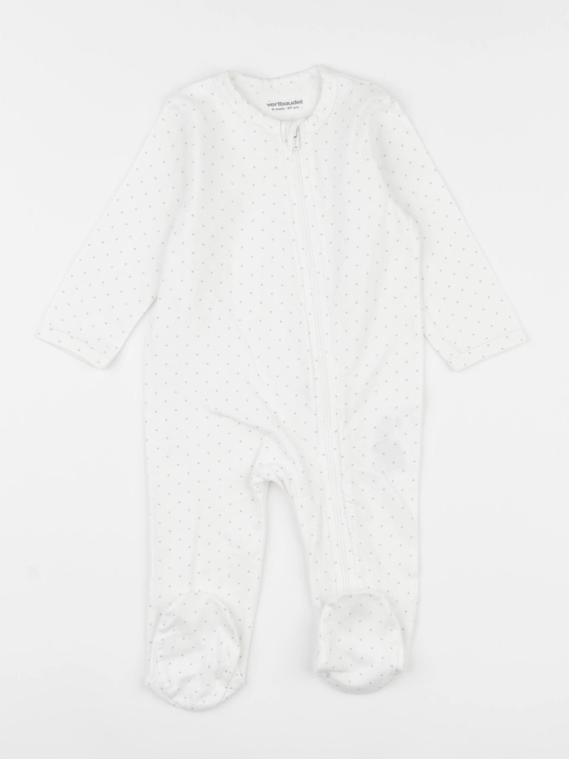 Vertbaudet - pyjama coton blanc - 6 mois