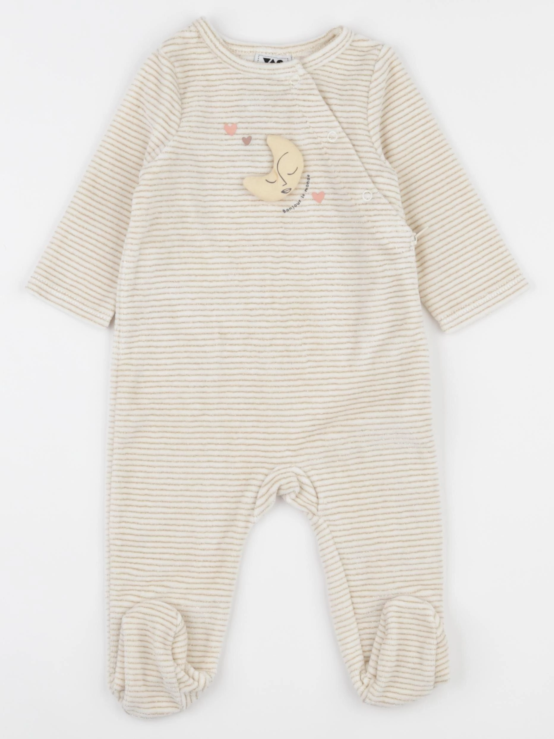 Tape à l'oeil - pyjama velours beige - 6 mois