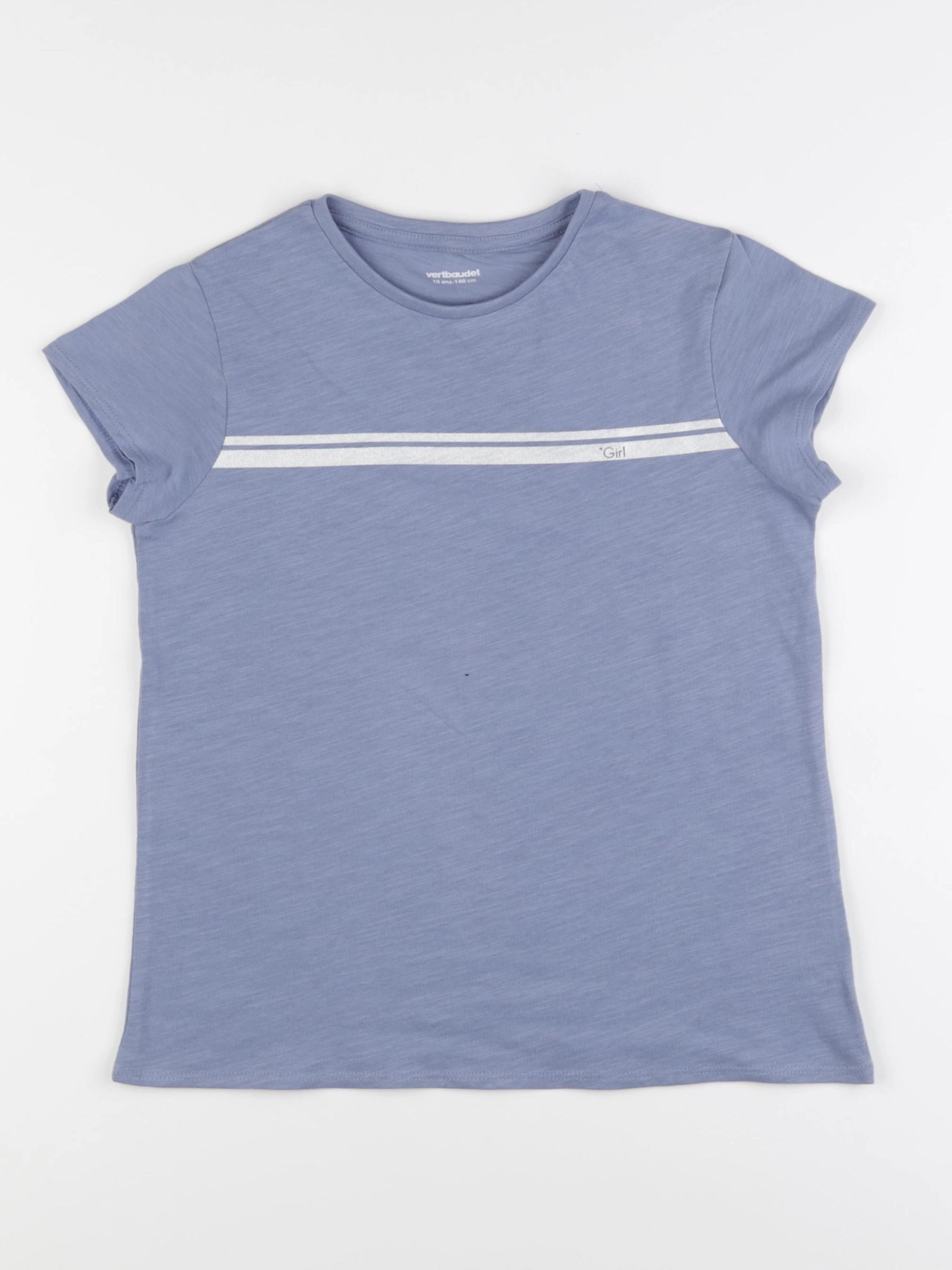 Vertbaudet - tee-shirt bleu, argent - 10 ans