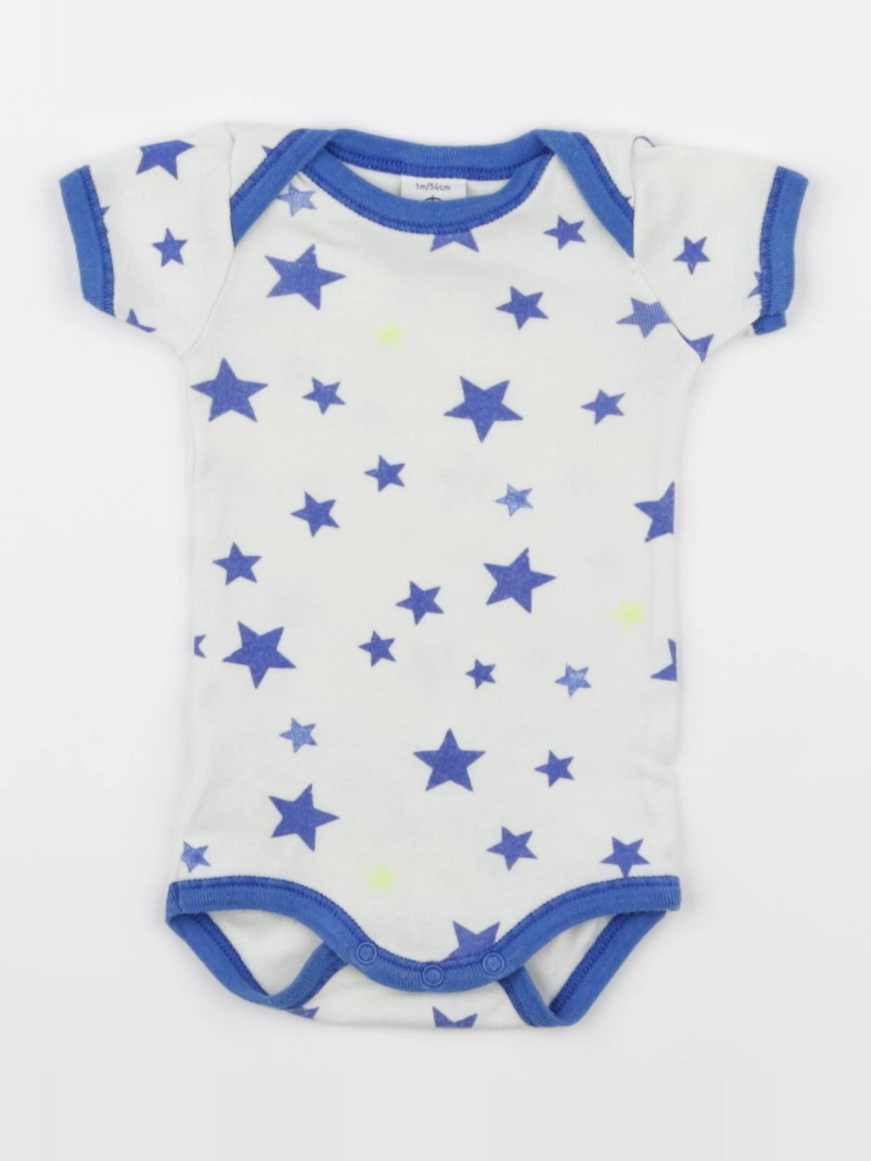 Petit Bateau - body blanc, bleu - 1 mois