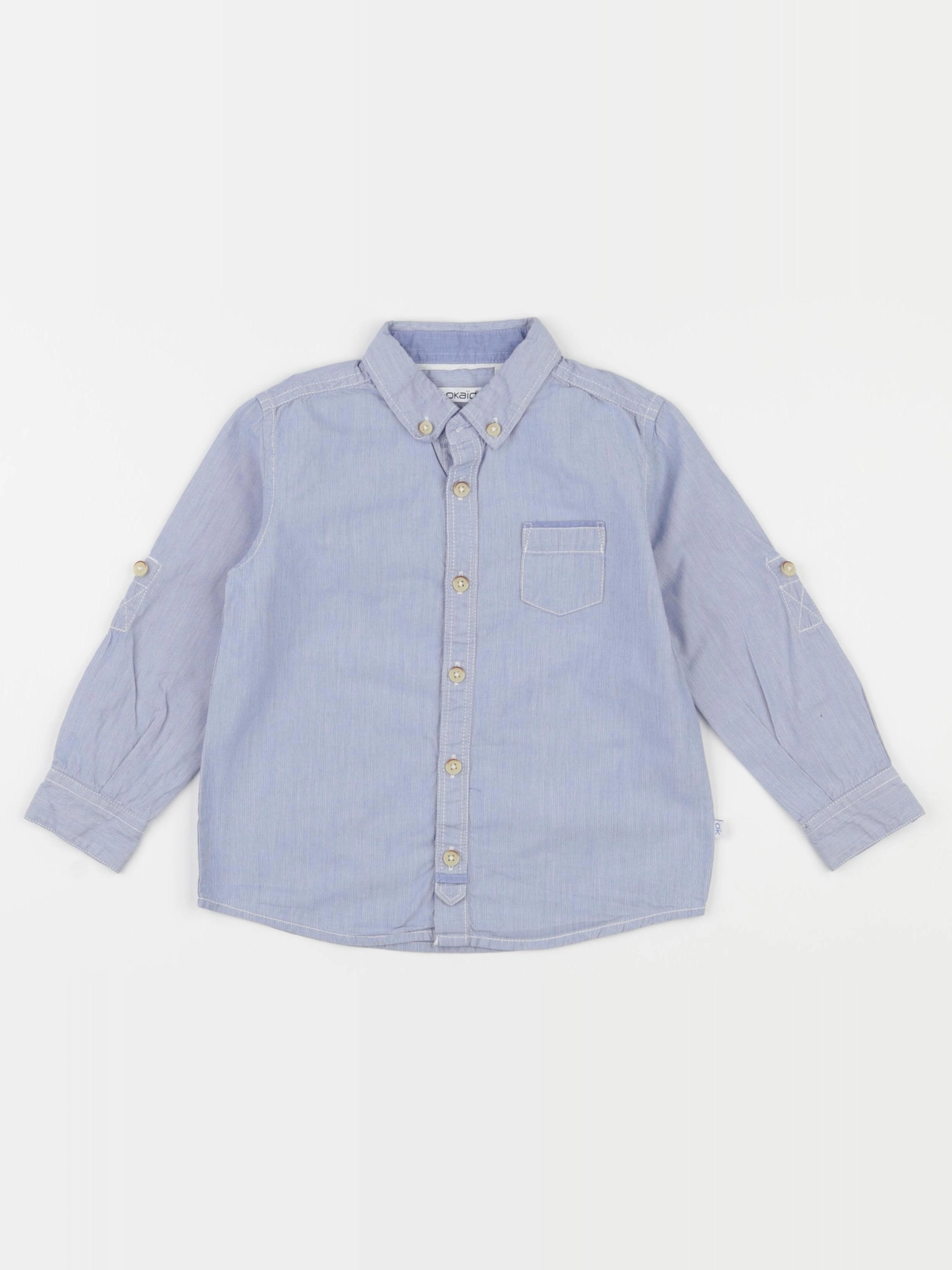 Okaidi - chemise blanc, bleu - 3 ans