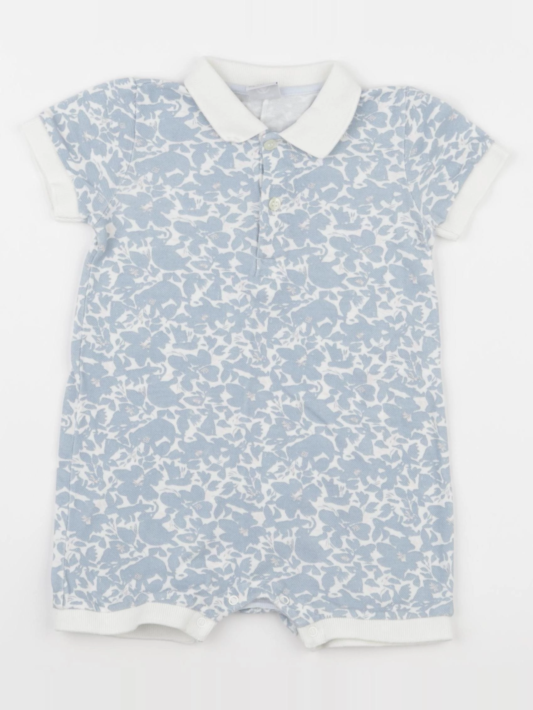 Petit Bateau - combinaison bleu, blanc - 18 mois