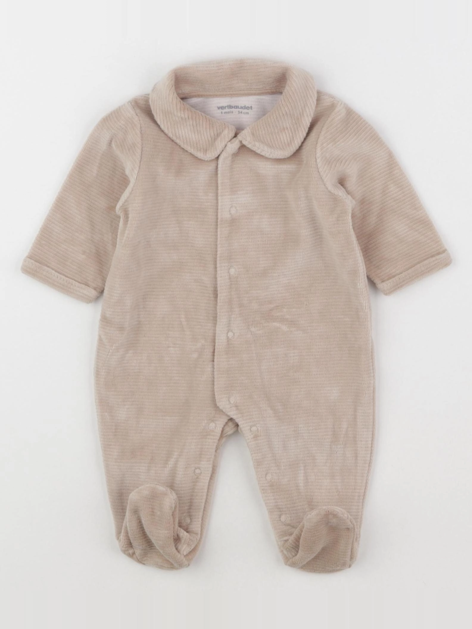 Vertbaudet - pyjama velours marron - 1 mois