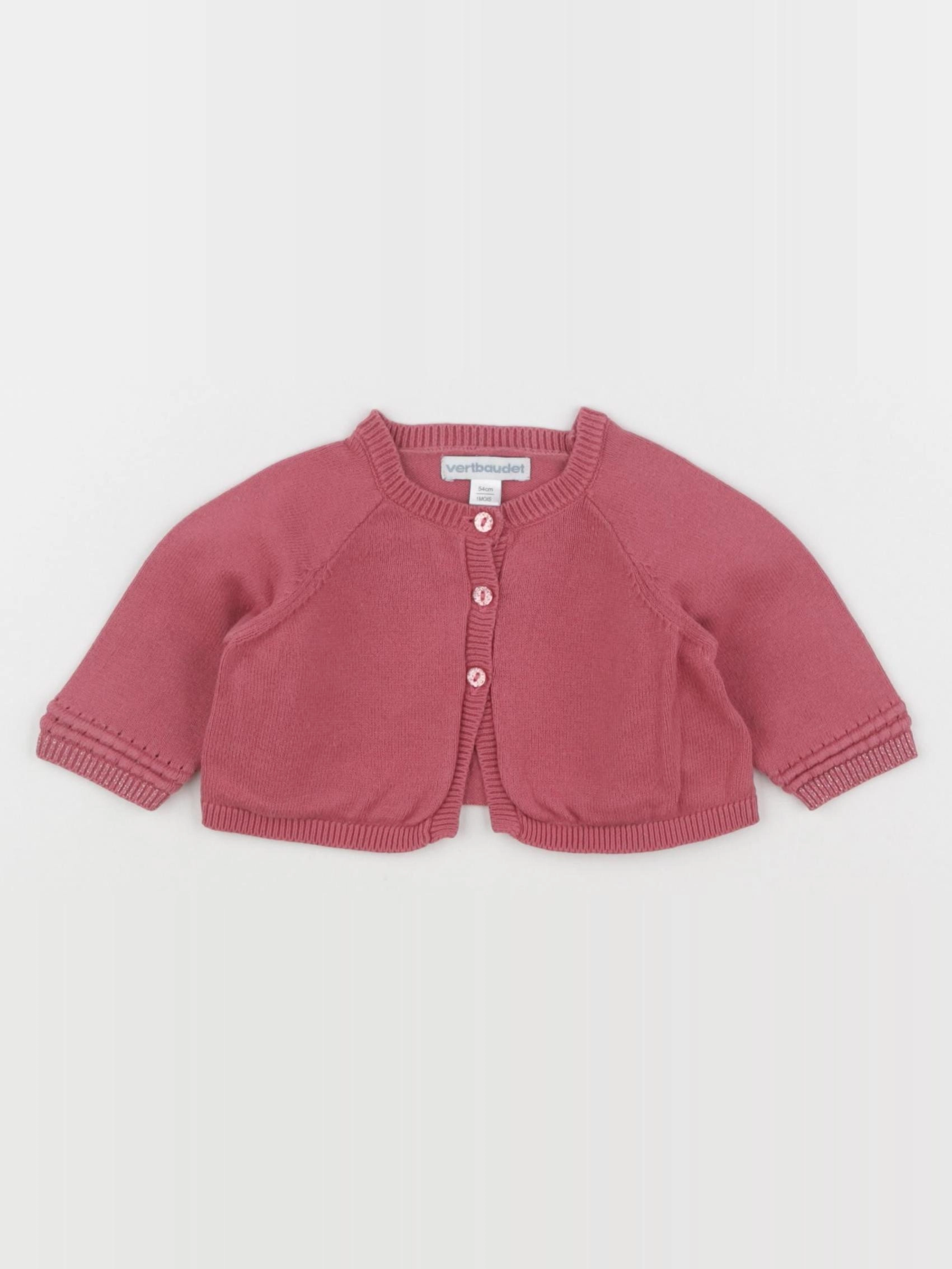Vertbaudet - gilet rose - 1 mois