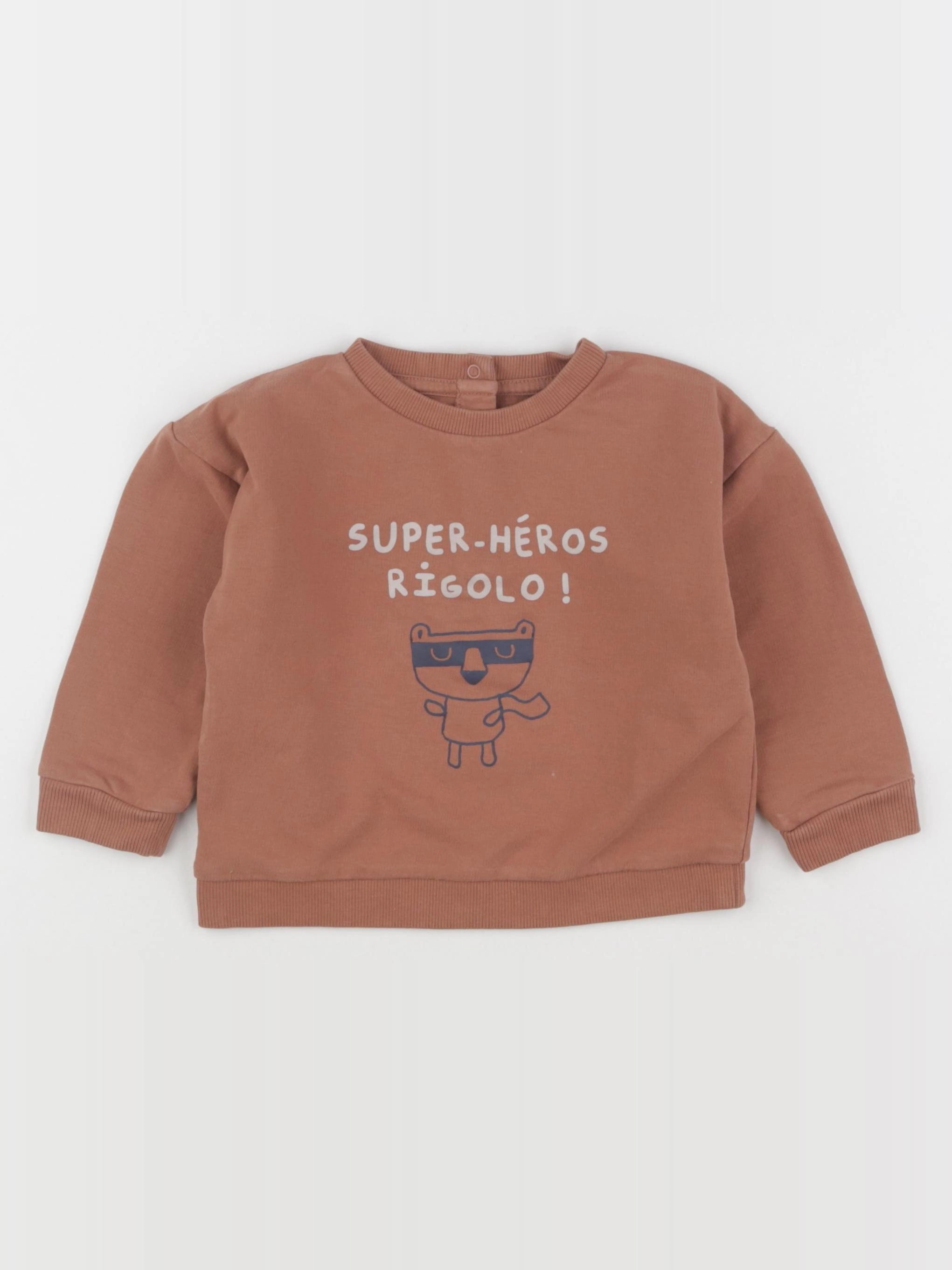 Vertbaudet - sweat marron - 24 mois