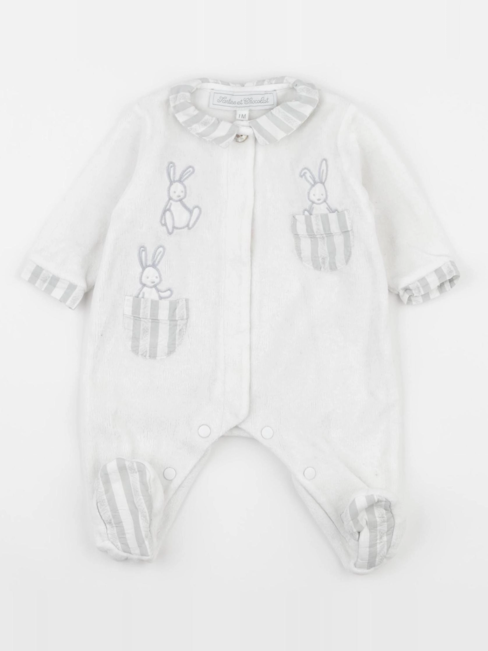 Tartine & Chocolat - pyjama velours blanc - 1 mois