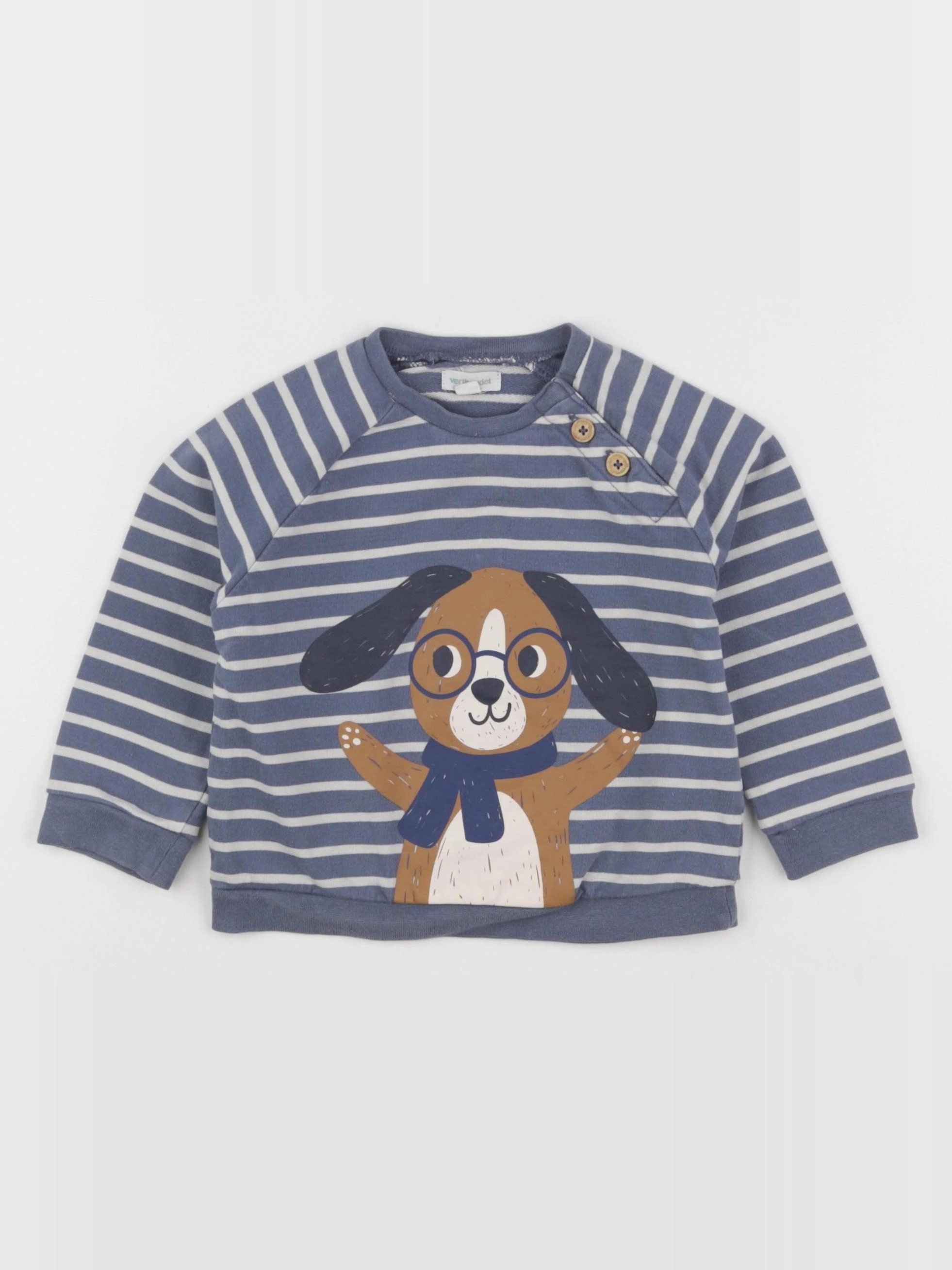 Vertbaudet - sweat bleu, blanc - 18 mois