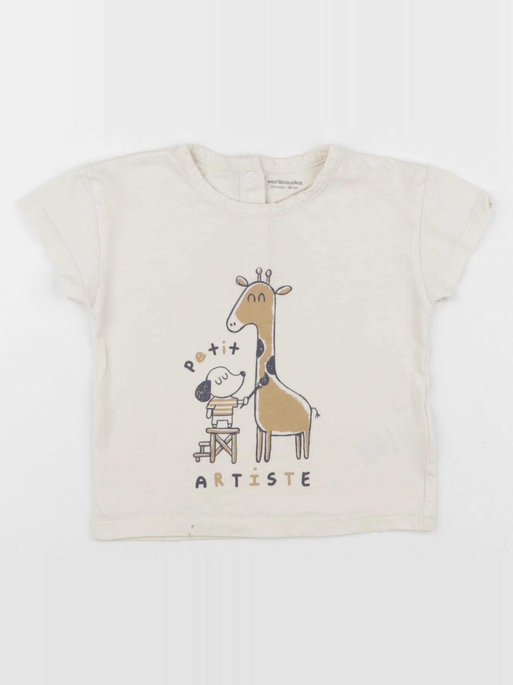 Vertbaudet - tee-shirt beige - 24 mois