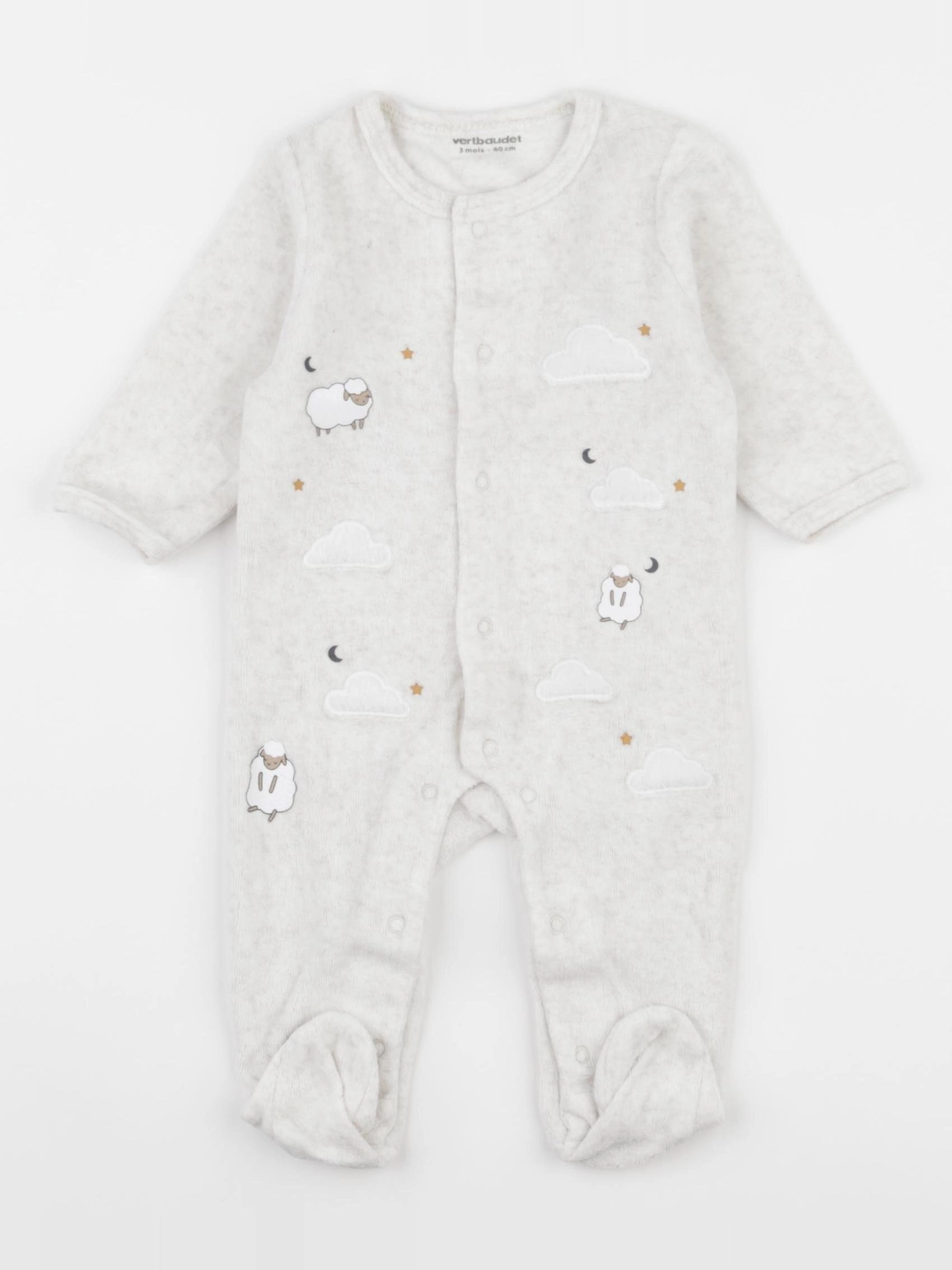 Vertbaudet - pyjama velours beige - 3 mois