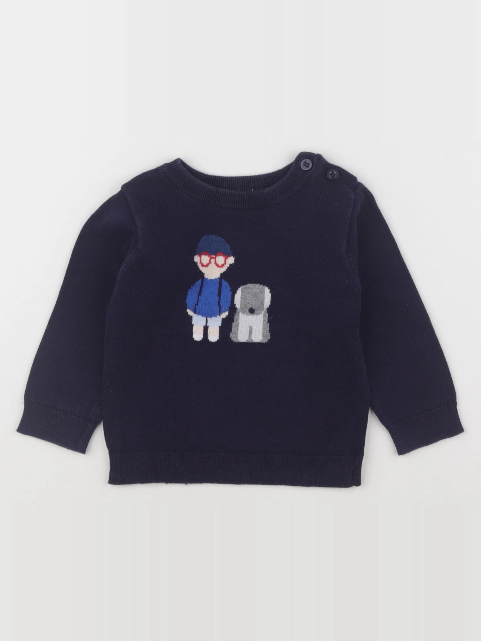 Jacadi - pull bleu - 18 mois