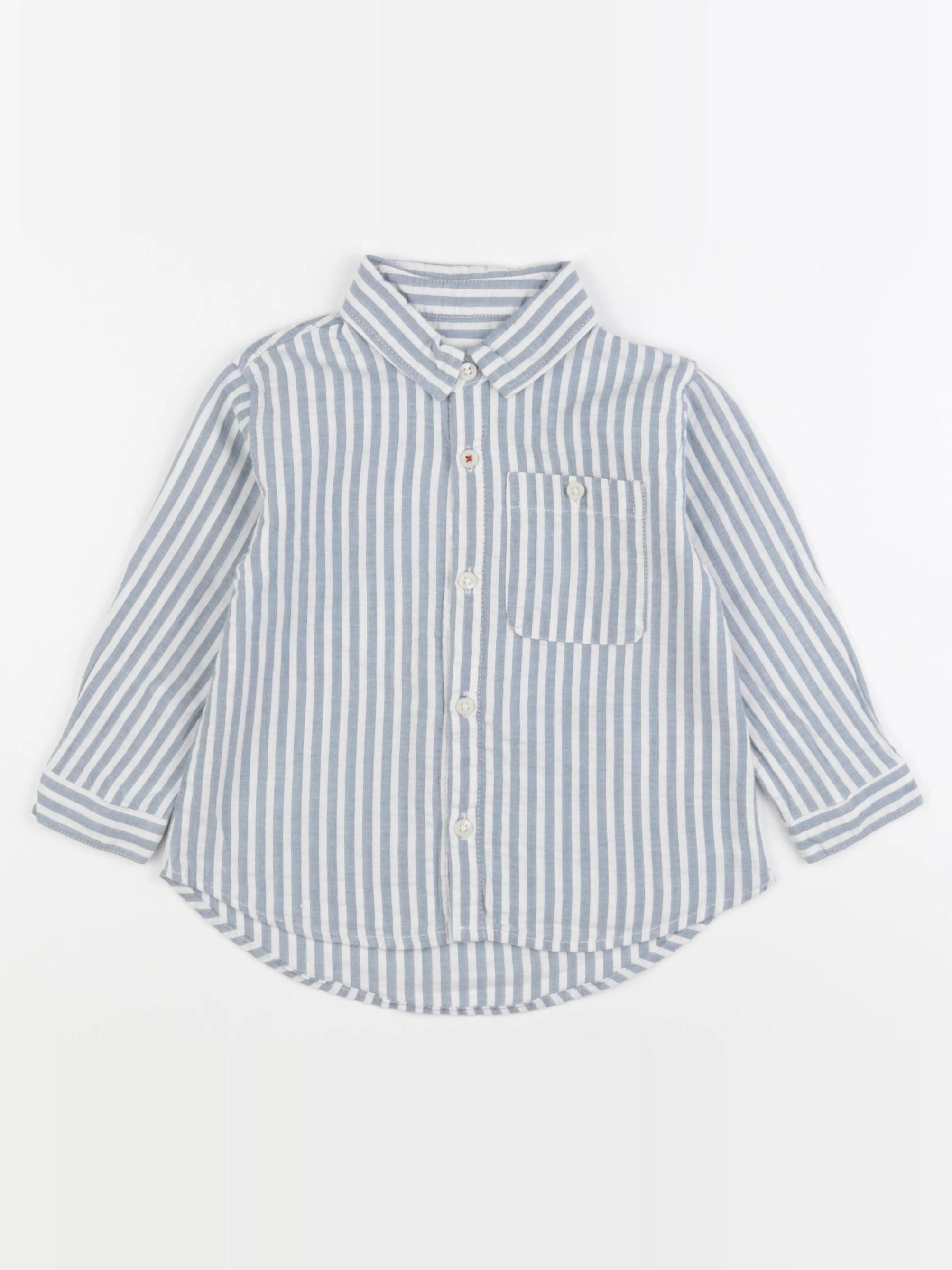 Zara - chemise bleu, blanc - 2 ans