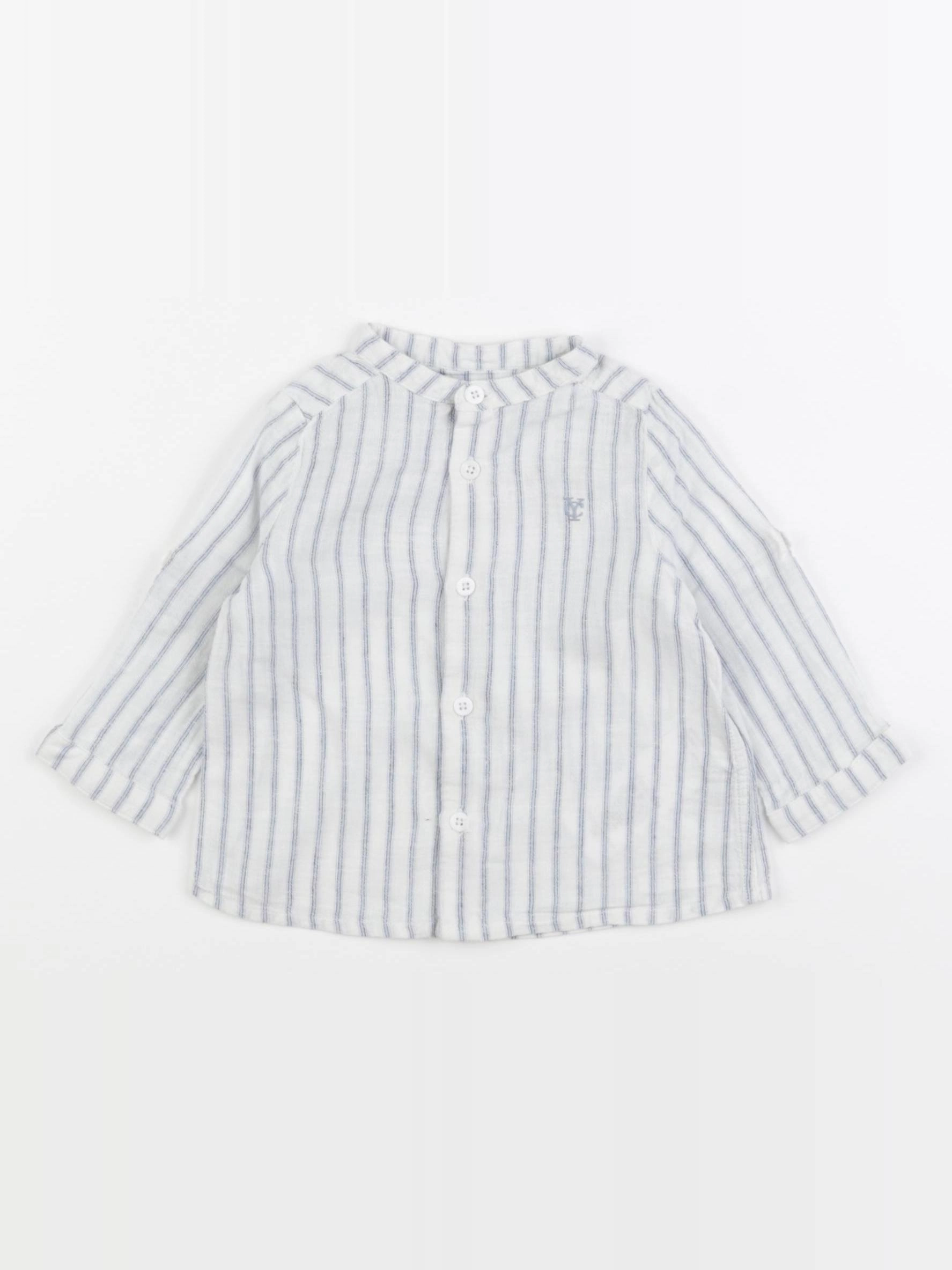 Cyrillus - chemise blanc, bleu - 6 mois