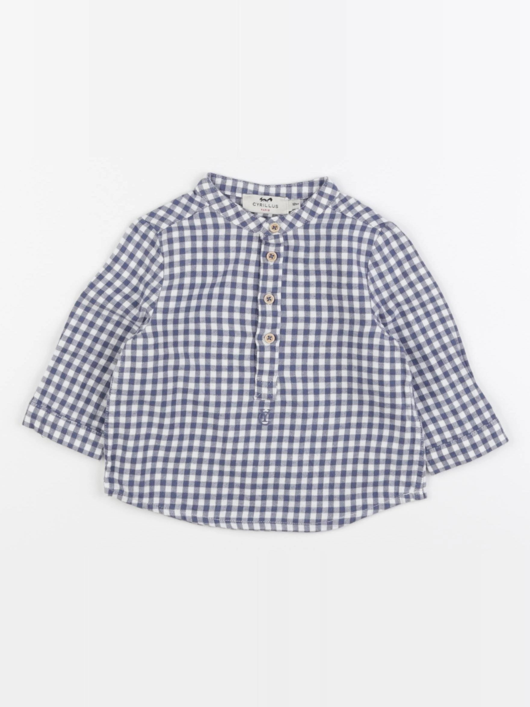 Cyrillus - chemise blanc, bleu - 12 mois