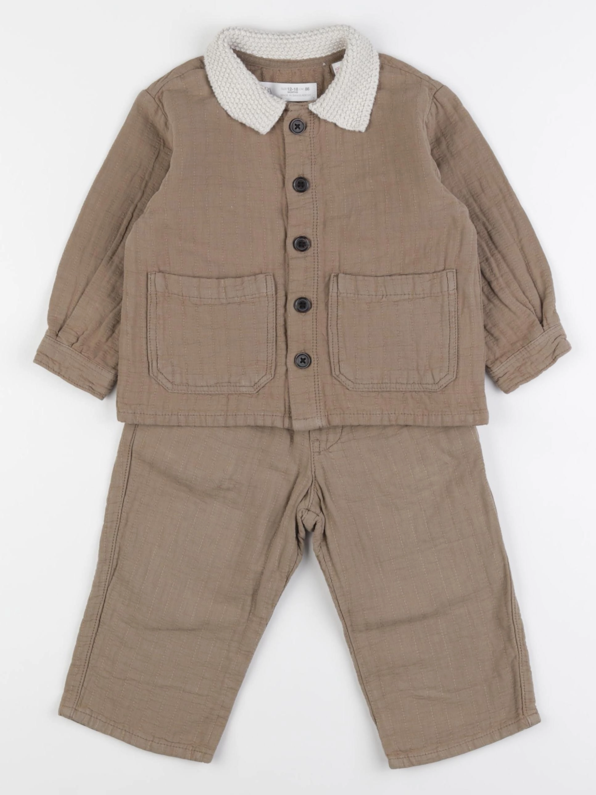 Zara - ensemble marron - 12/18 mois