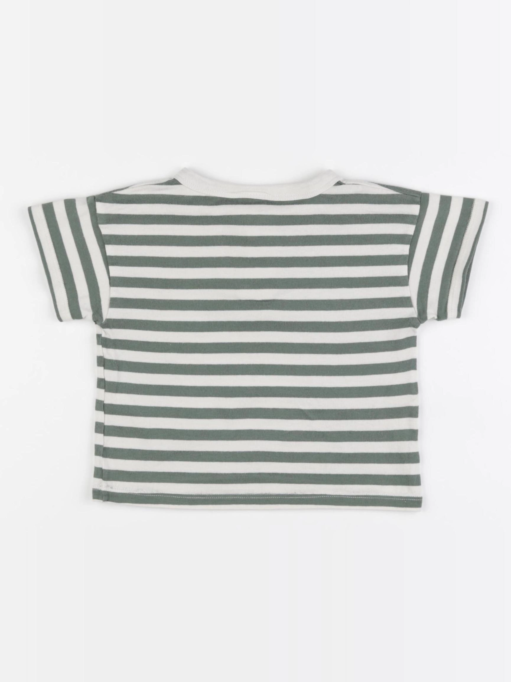 Petit Bateau - tee-shirt blanc, vert - 18 mois