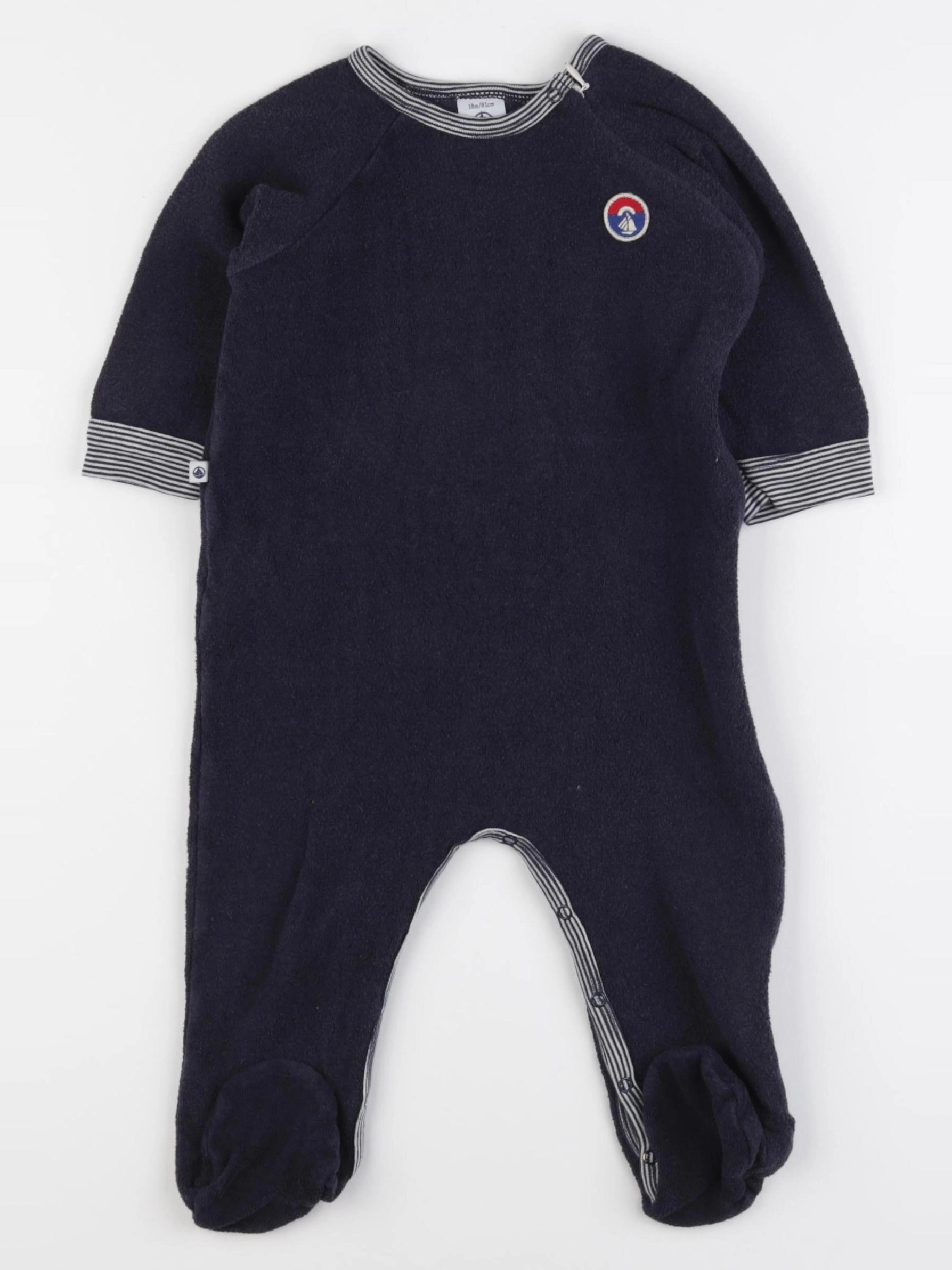 Petit Bateau - pyjama velours bleu - 18 mois