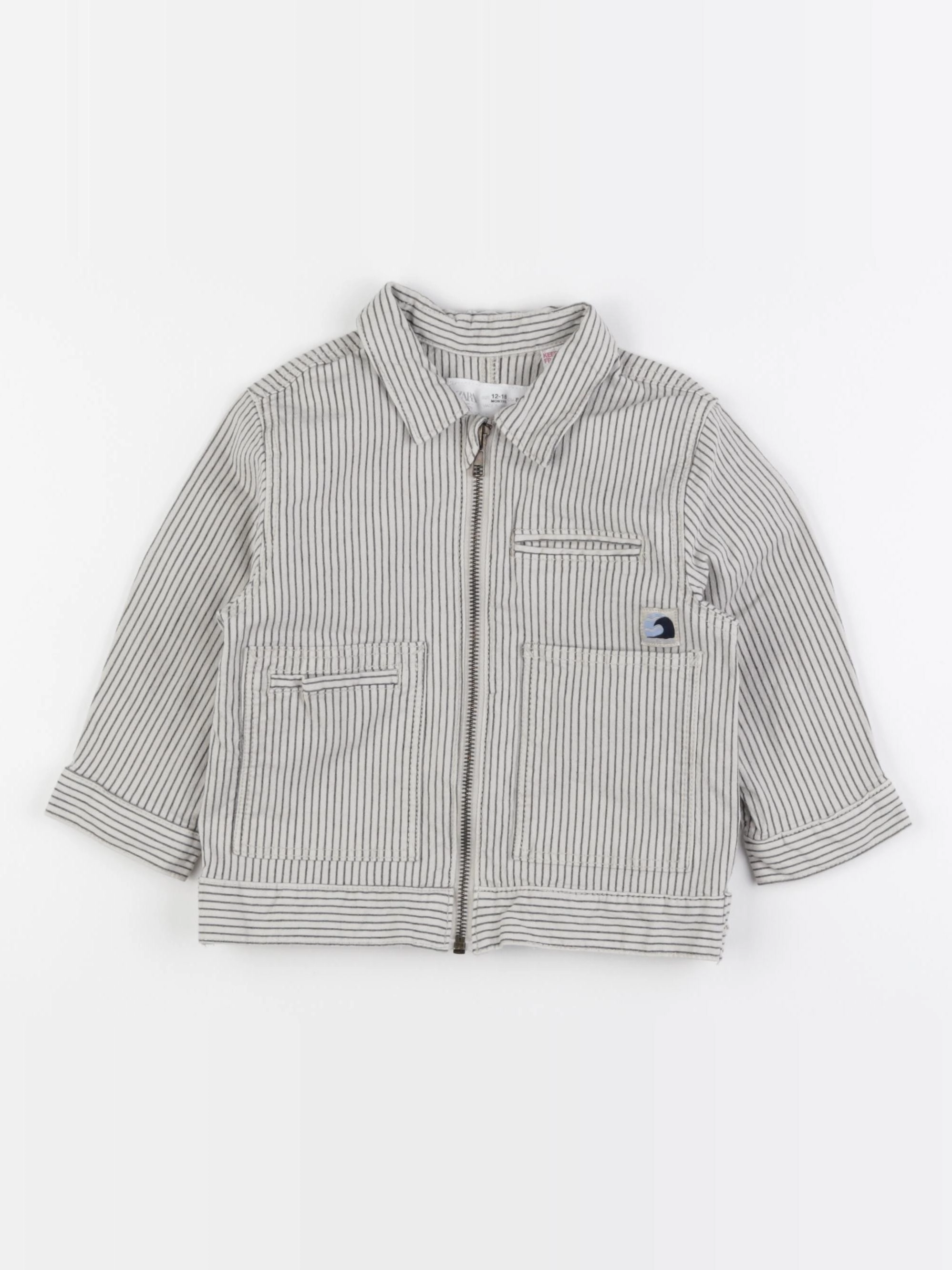 Zara - veste blanc, gris - 12/18 mois