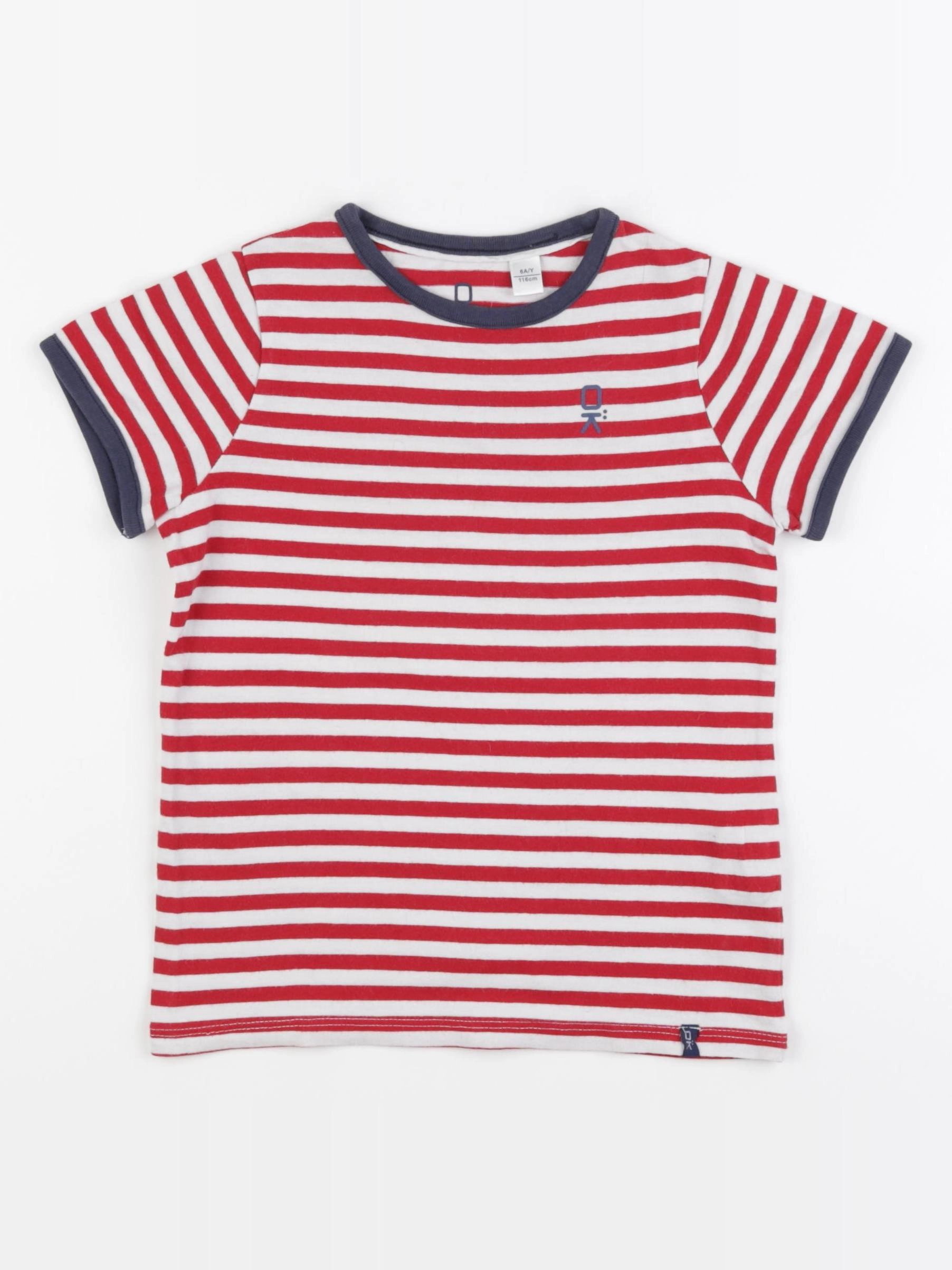 Okaidi - tee-shirt blanc, rouge - 6 ans