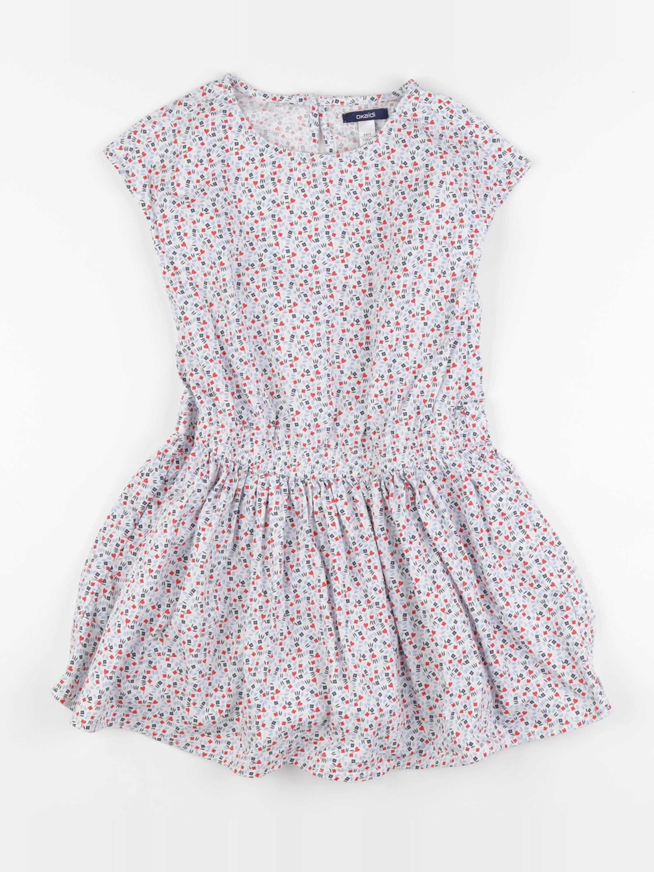 Okaidi - robe blanc, bleu, rouge - 8 ans
