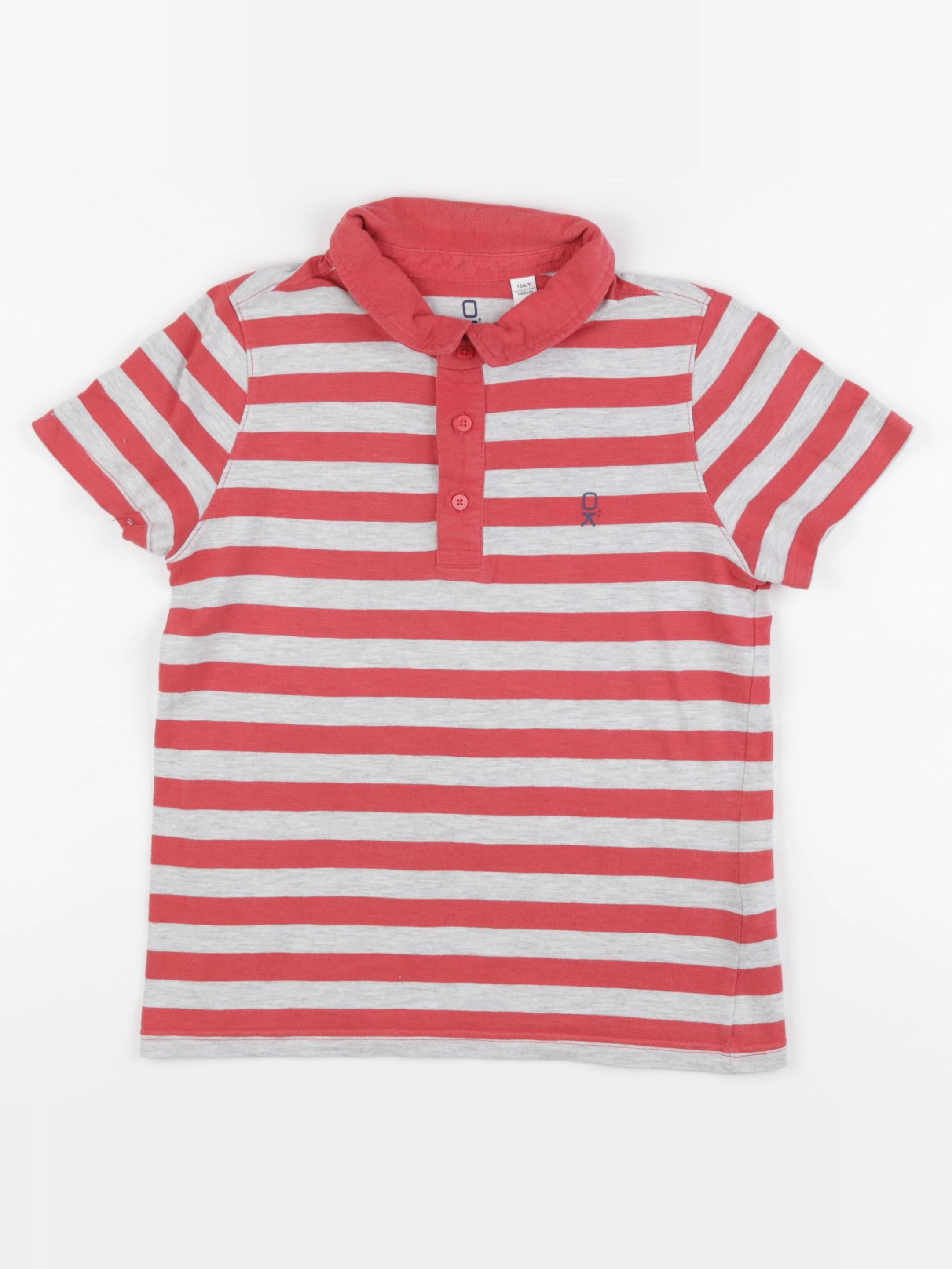 Okaidi - polo gris, orange - 10 ans