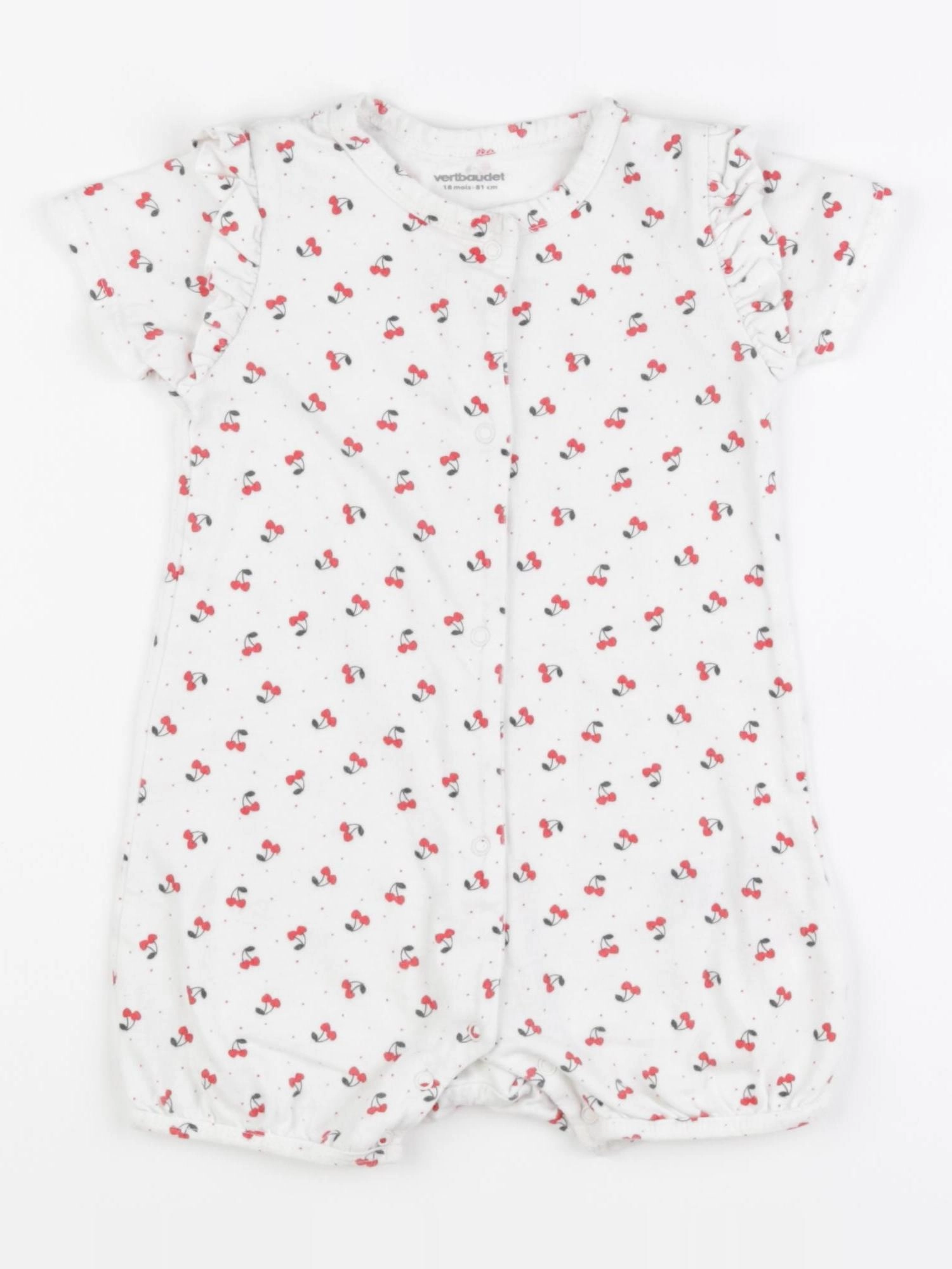 Vertbaudet - pyjama coton blanc, rouge - 18 mois