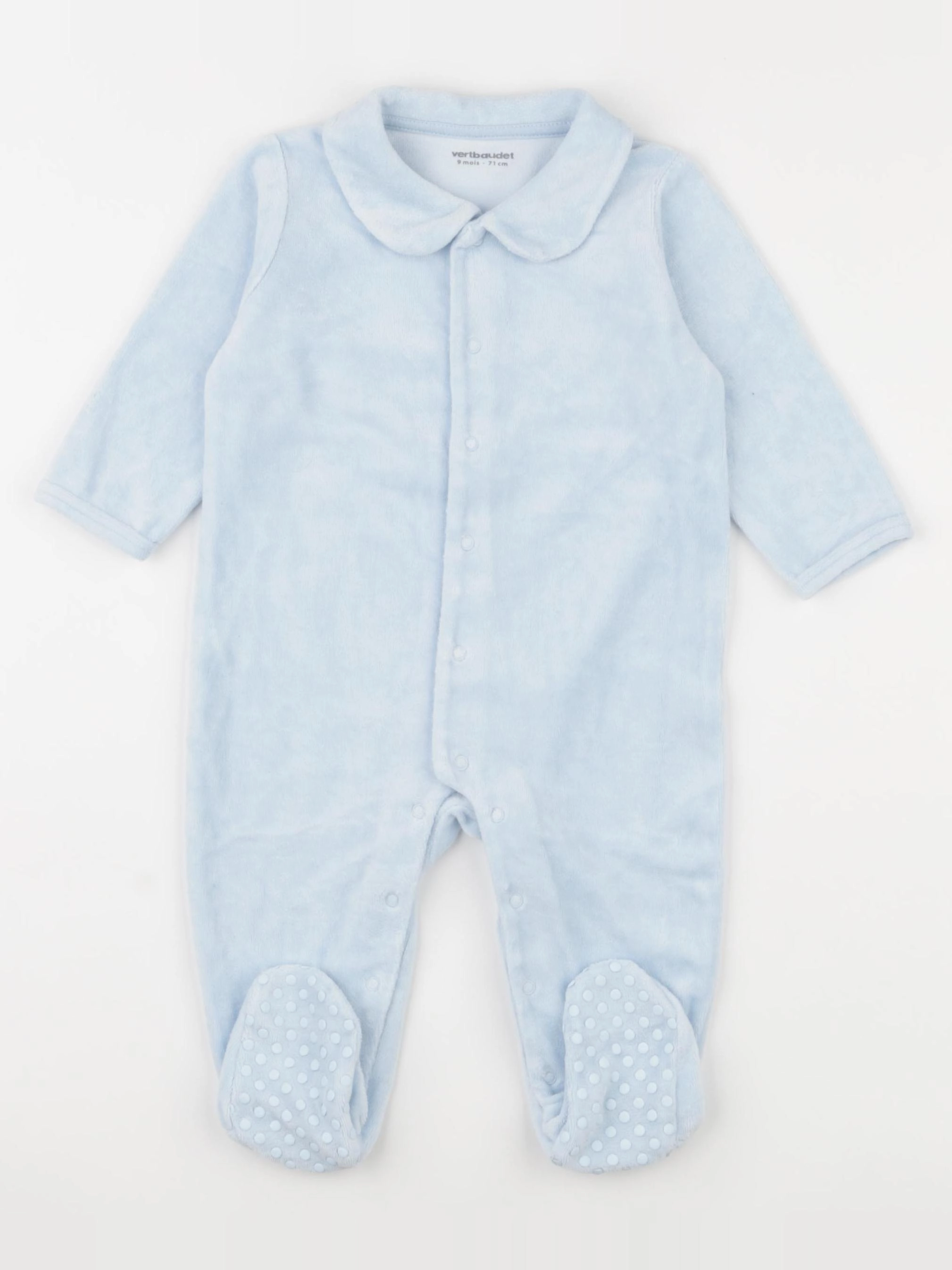 Vertbaudet - pyjama velours bleu - 9 mois