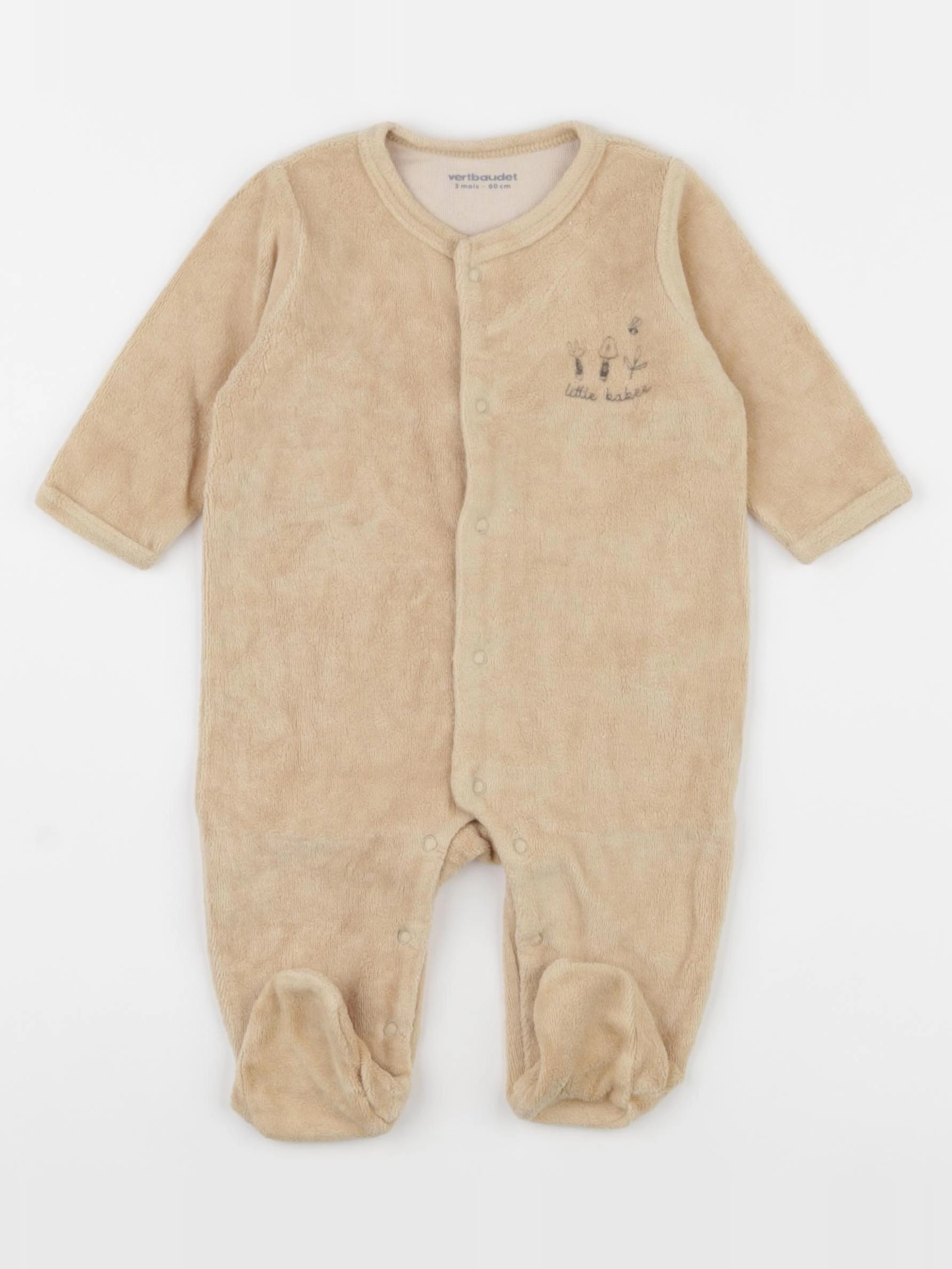 Vertbaudet - pyjama velours marron - 3 mois