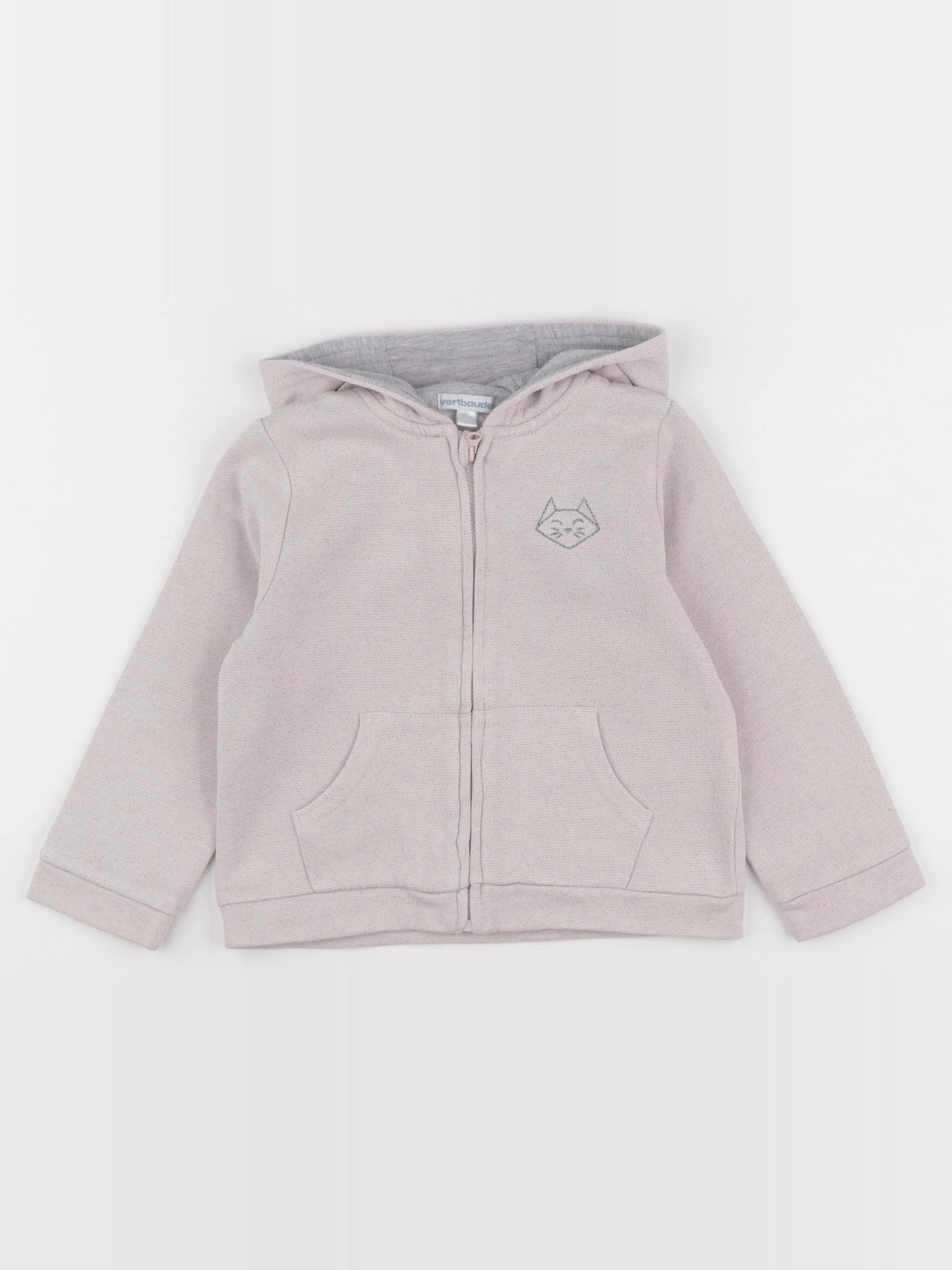 Vertbaudet - sweat rose, argent - 36 mois