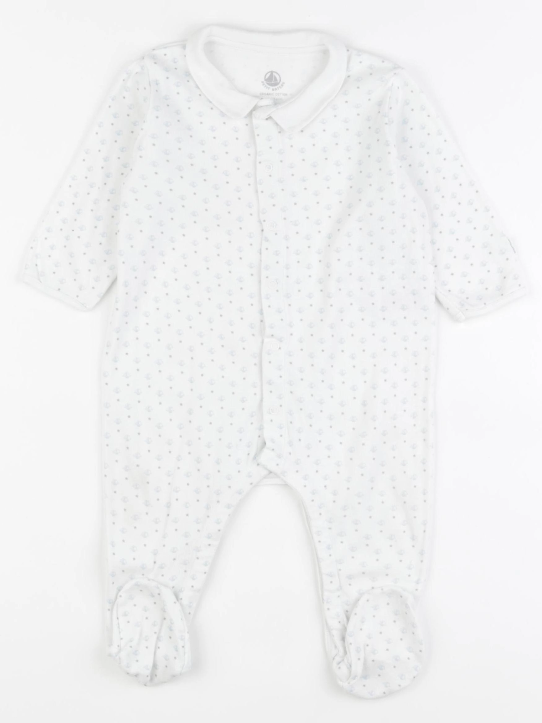 Petit Bateau - pyjama coton blanc, bleu, vert - 12 mois