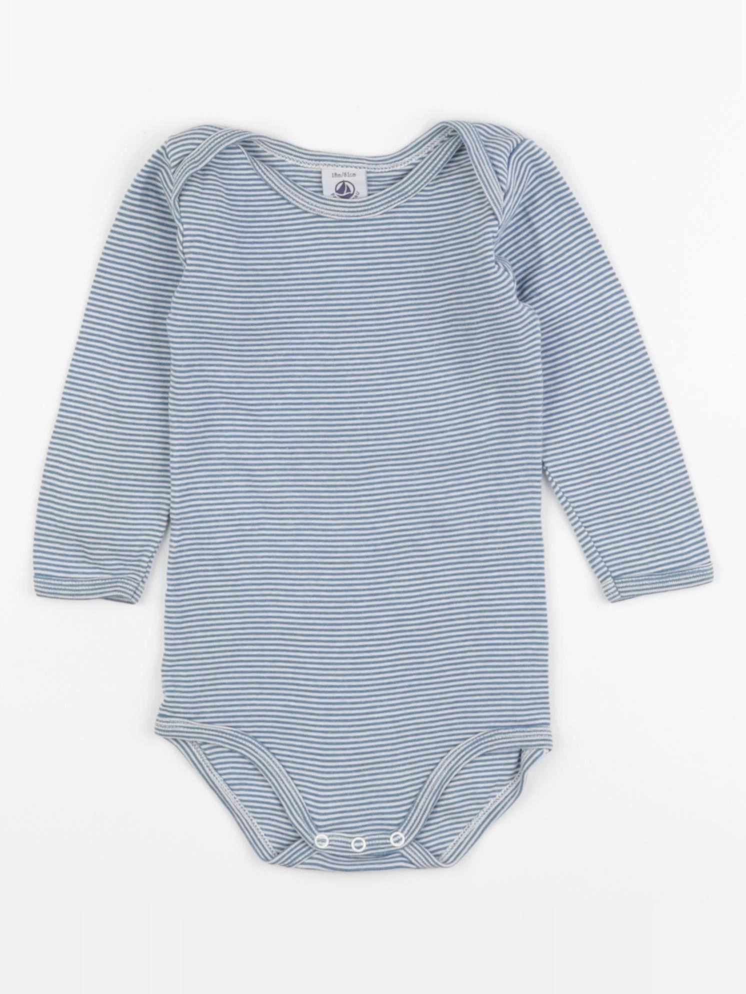 Petit Bateau - body bleu, blanc - 18 mois