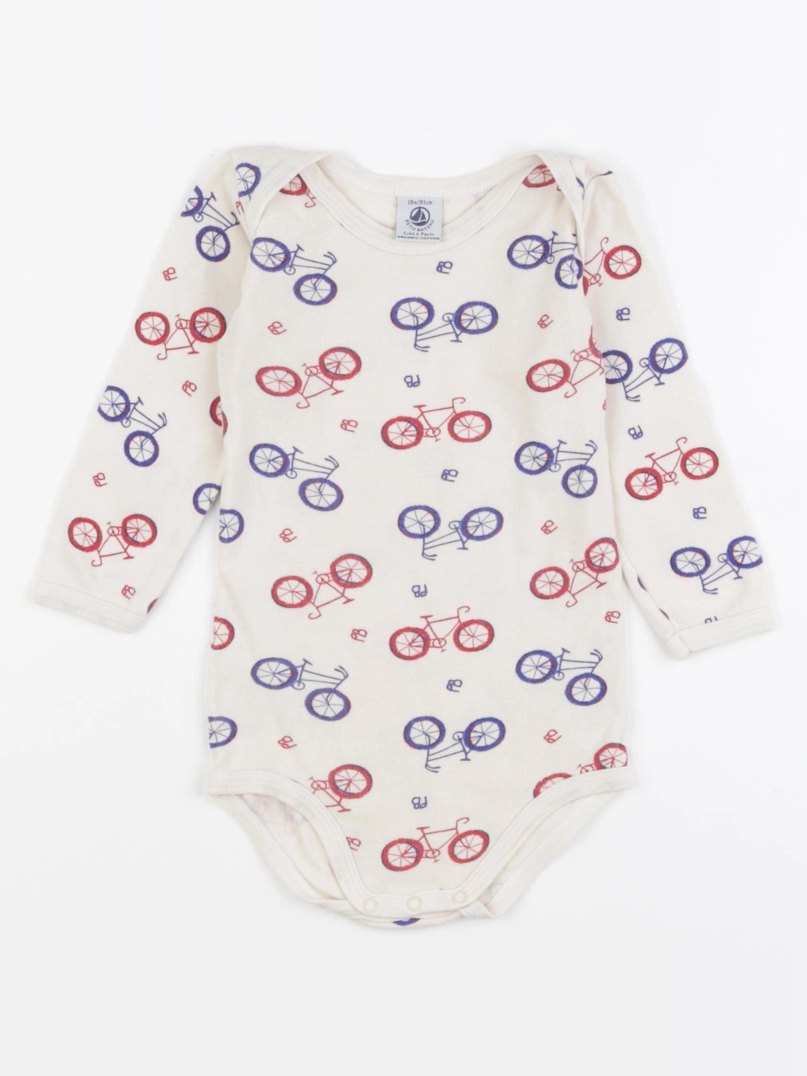 Petit Bateau - body beige, rouge - 18 mois