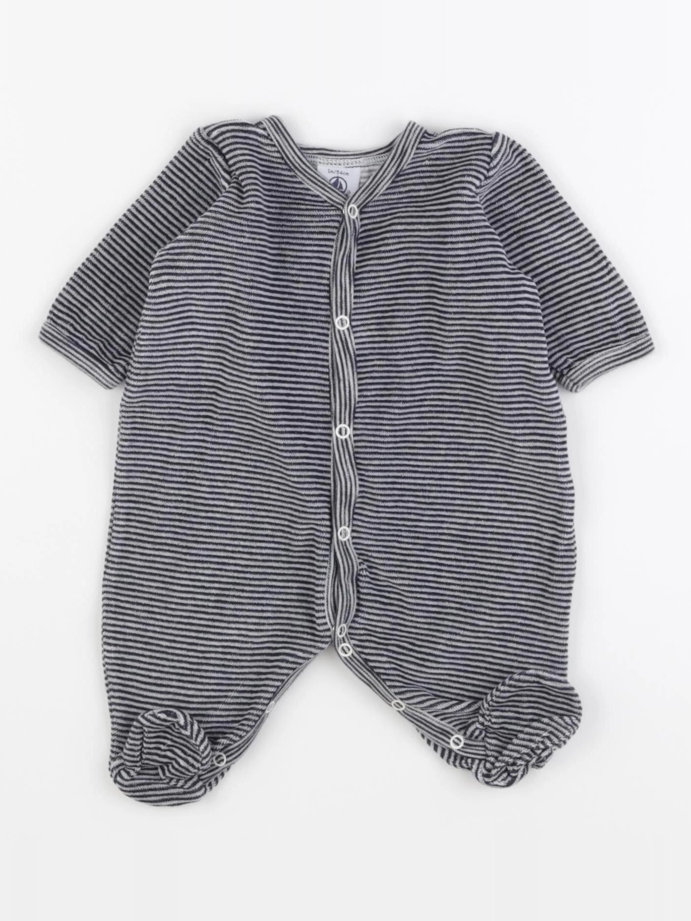 Petit Bateau - pyjama velours blanc, noir - 1 mois