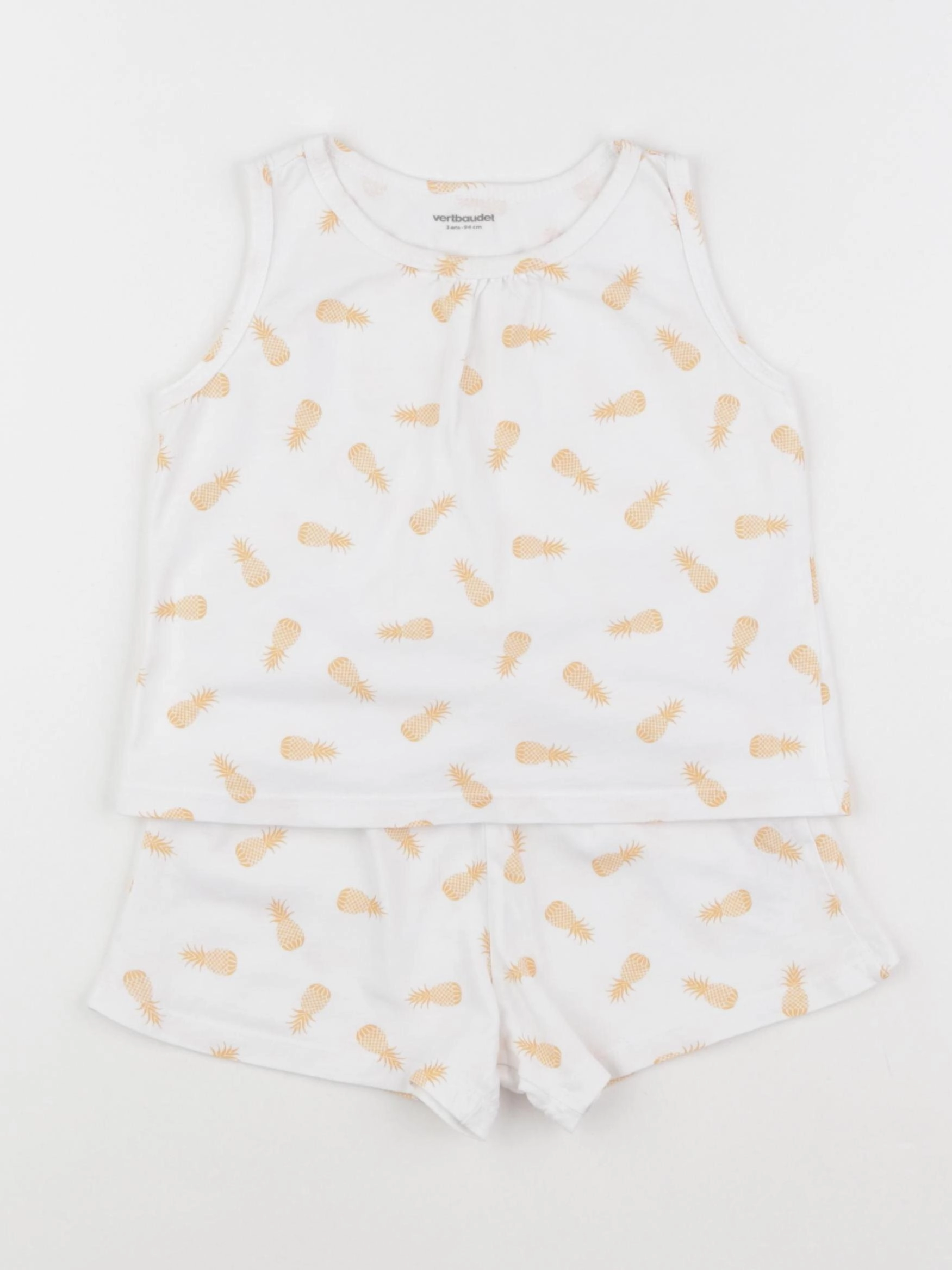Vertbaudet - pyjama coton blanc, orange - 3 ans