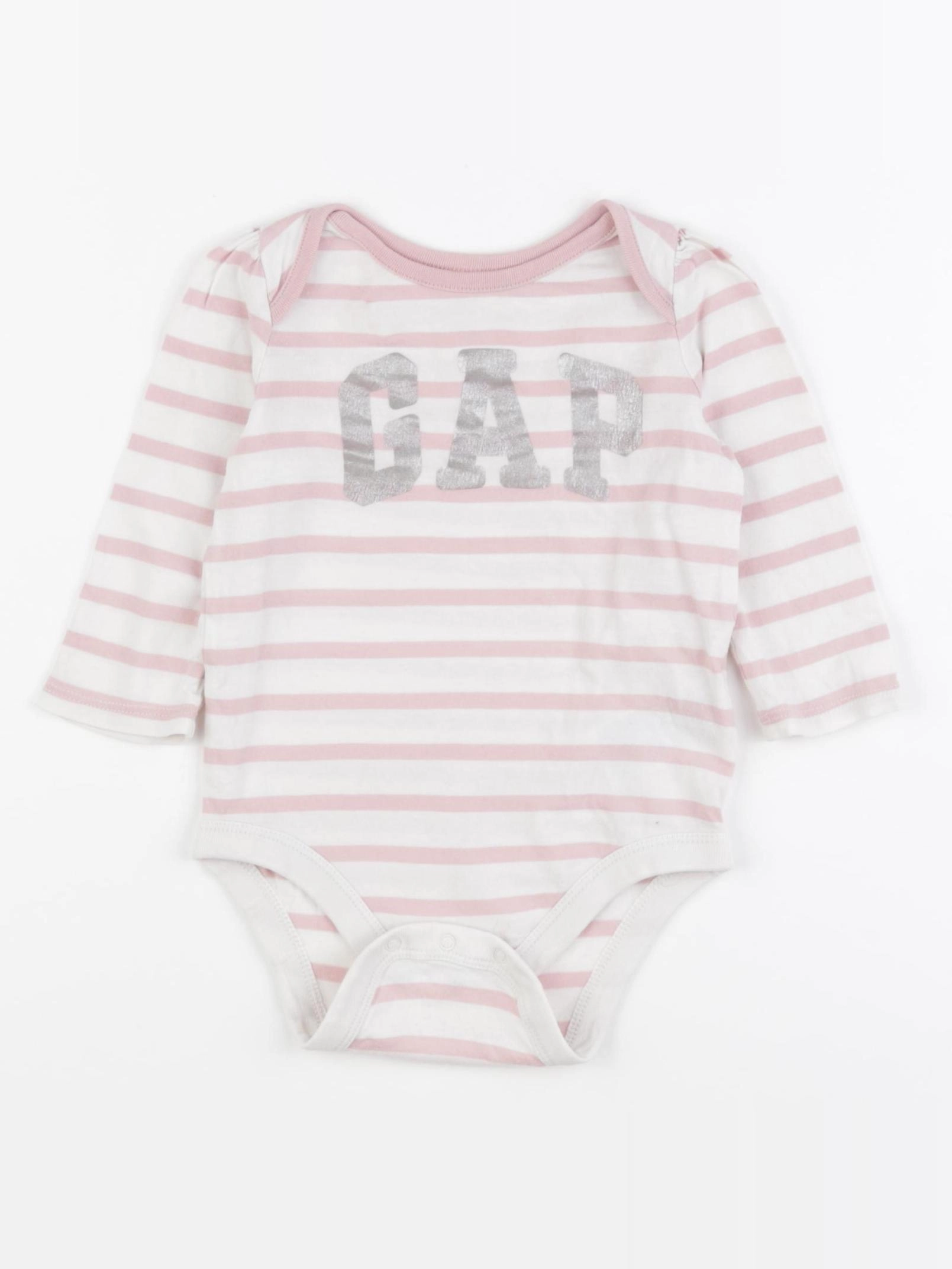 GAP - body blanc, rose - 6/12 mois