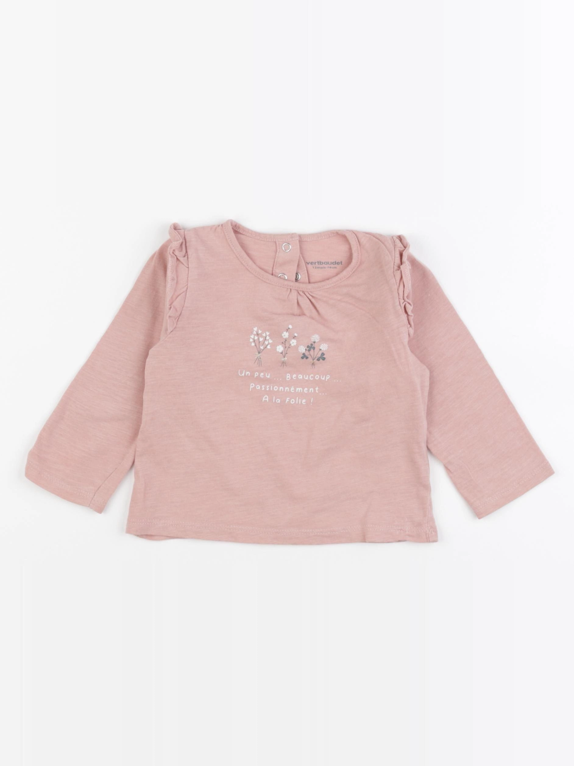 Vertbaudet - tee-shirt rose - 12 mois