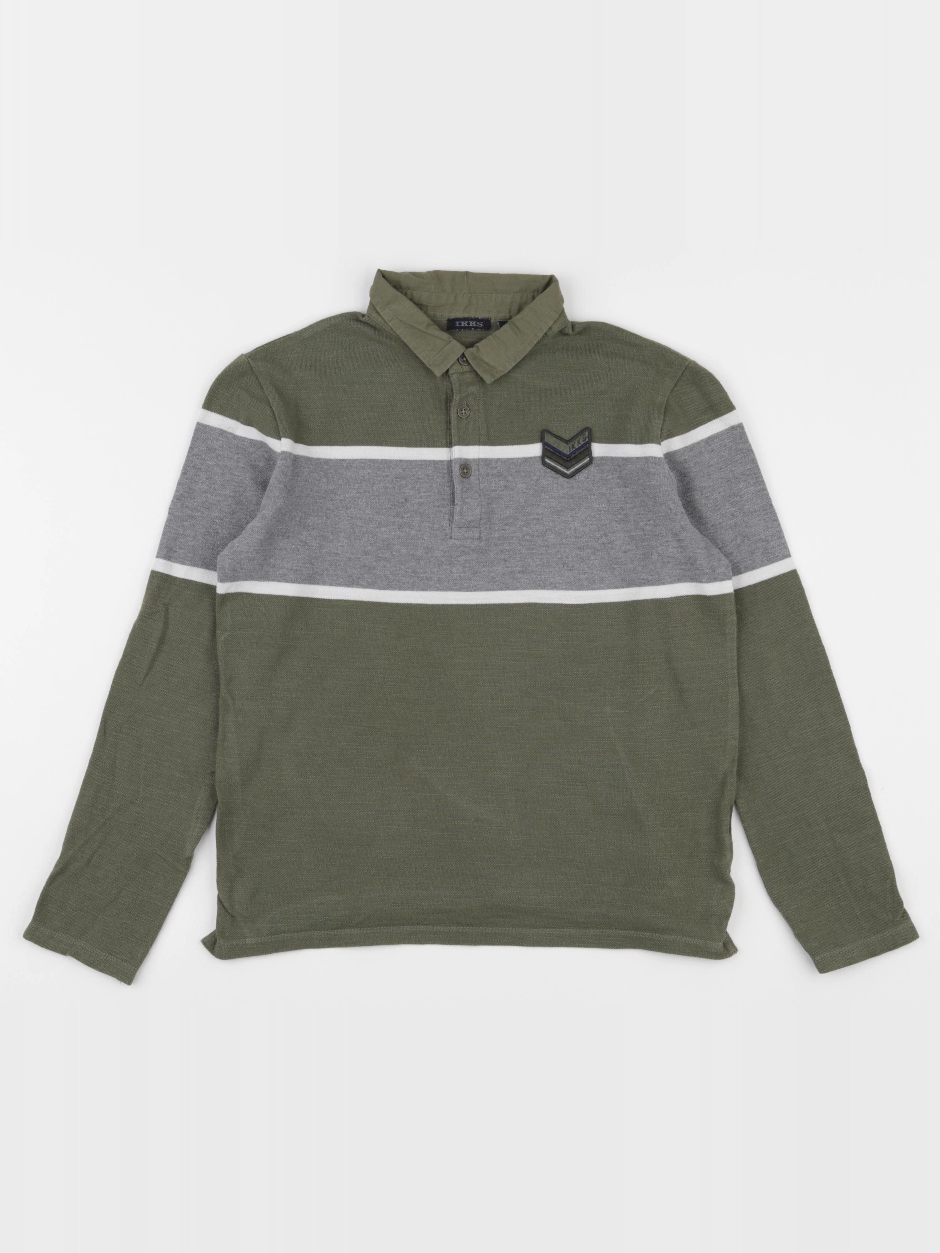 IKKS - polo vert, gris - 10 ans