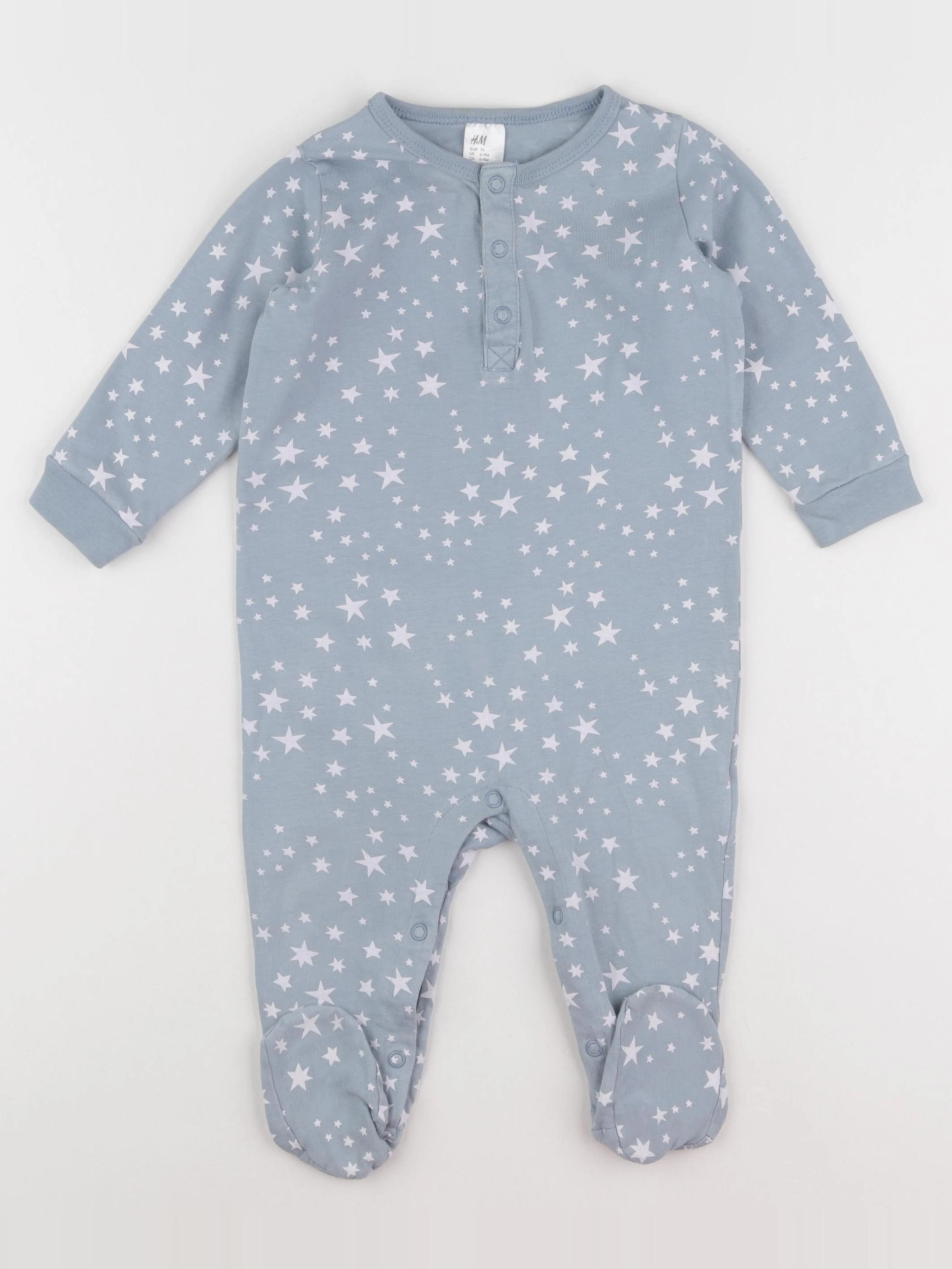 H&M - pyjama coton bleu - 6/9 mois