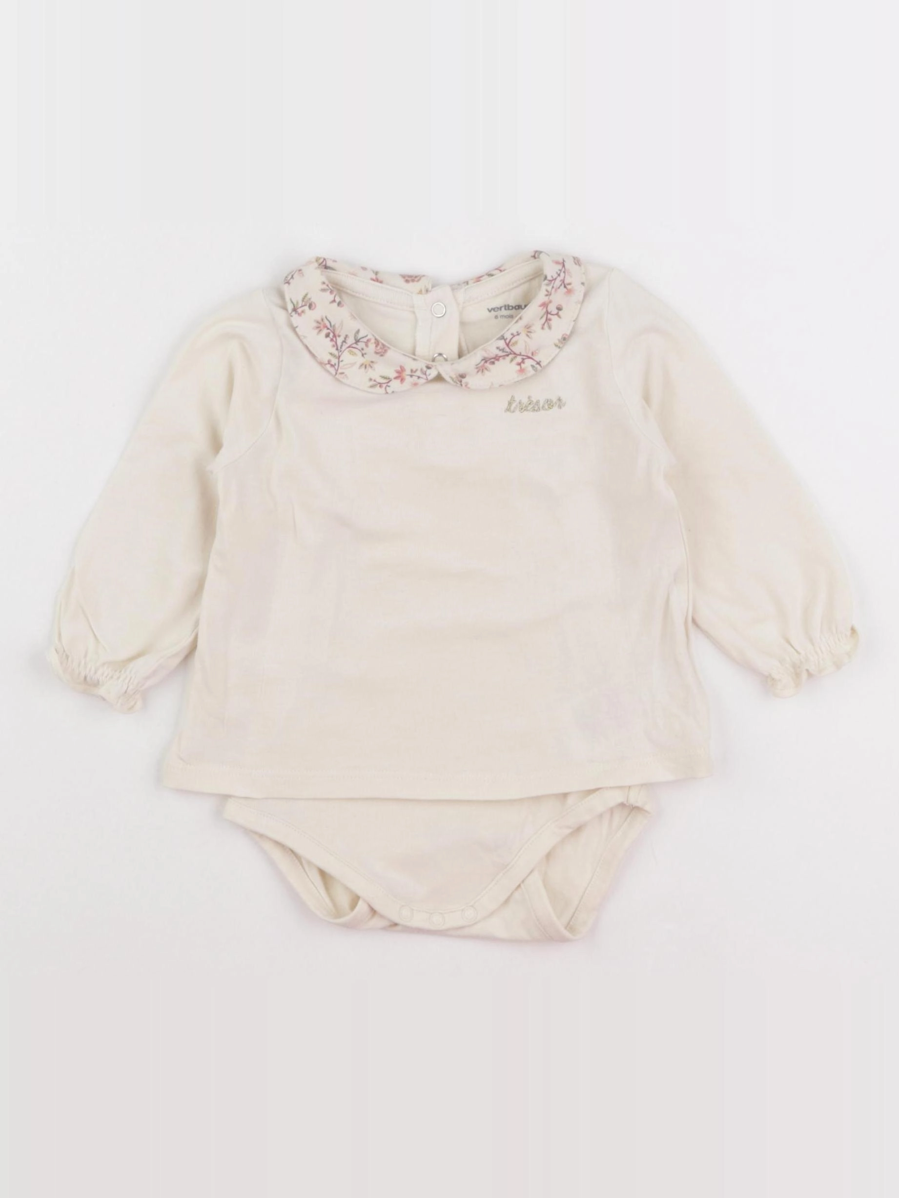 Vertbaudet - body tee-shirt beige - 6 mois