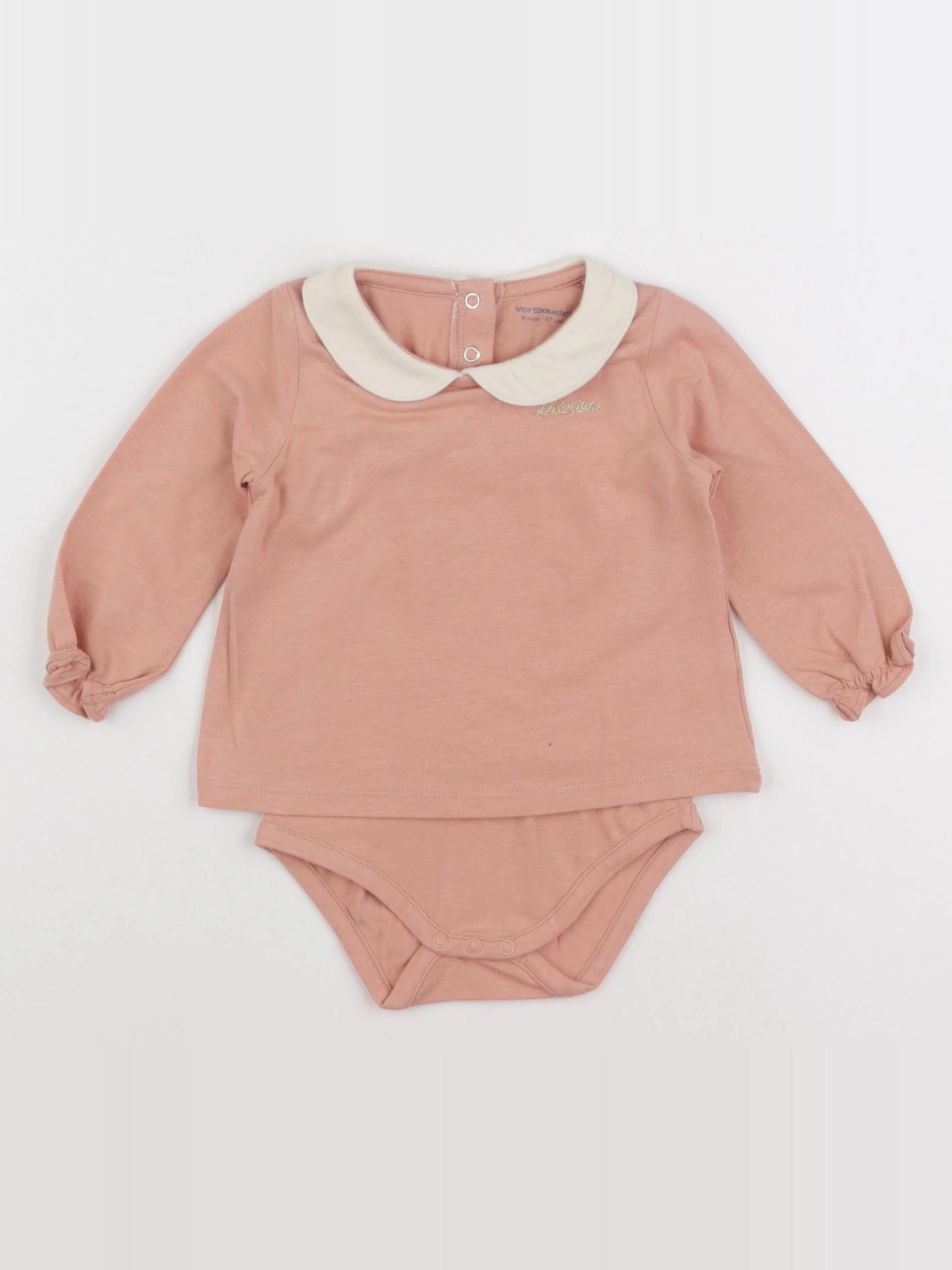 Vertbaudet - body tee-shirt rose - 6 mois