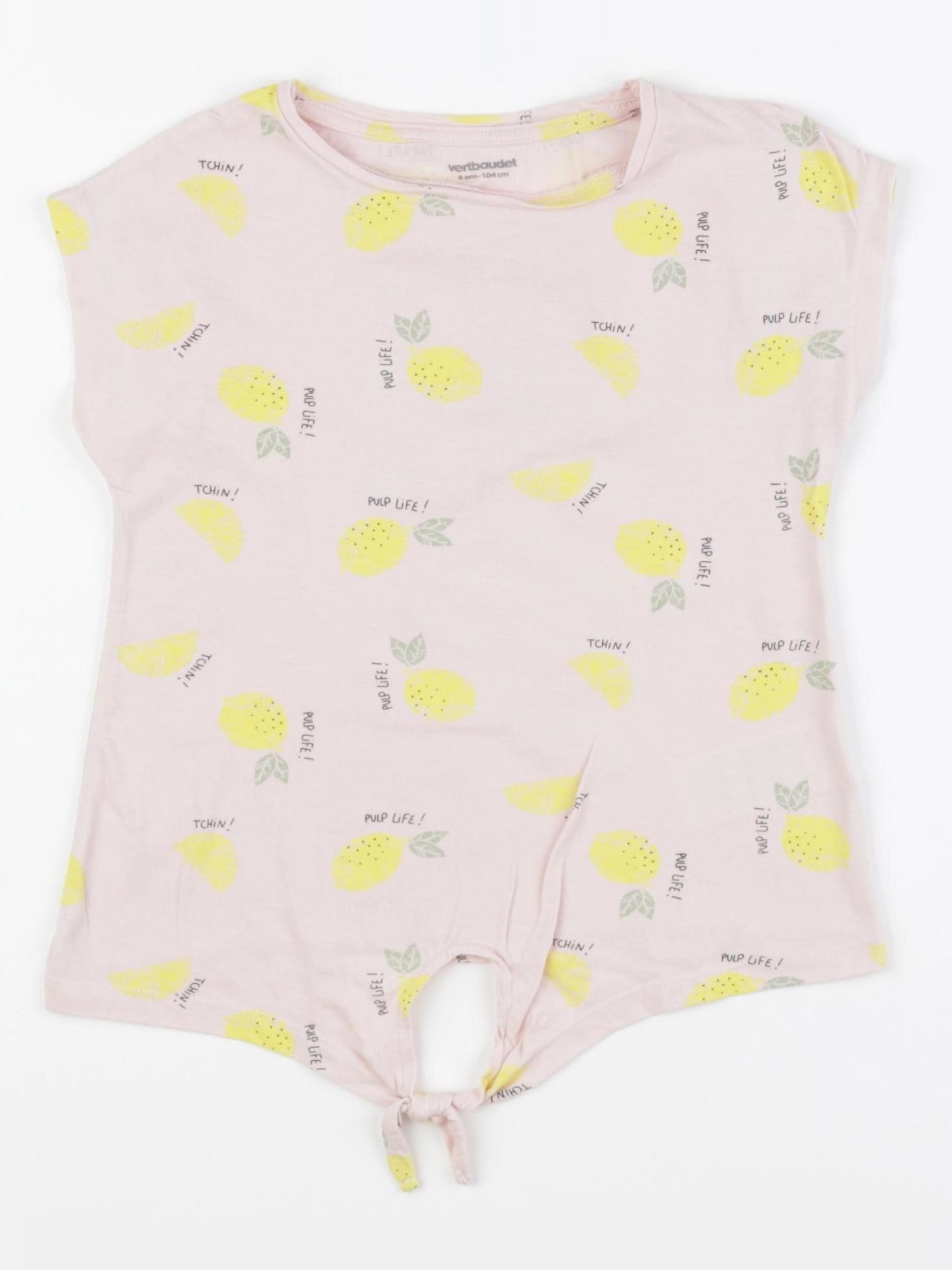 Vertbaudet - tee-shirt rose, jaune - 4 ans