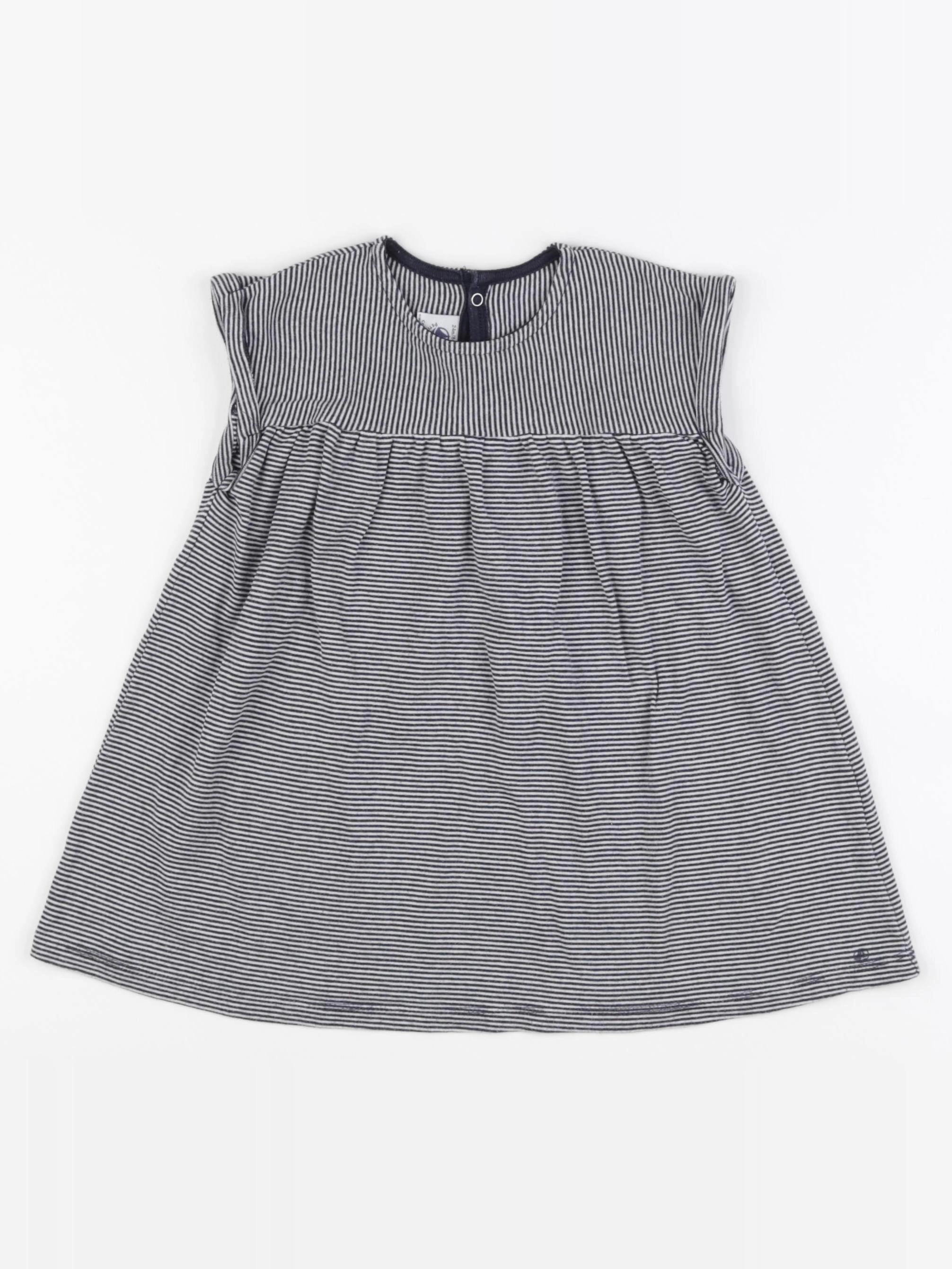 Petit Bateau - robe blanc, bleu - 24 mois