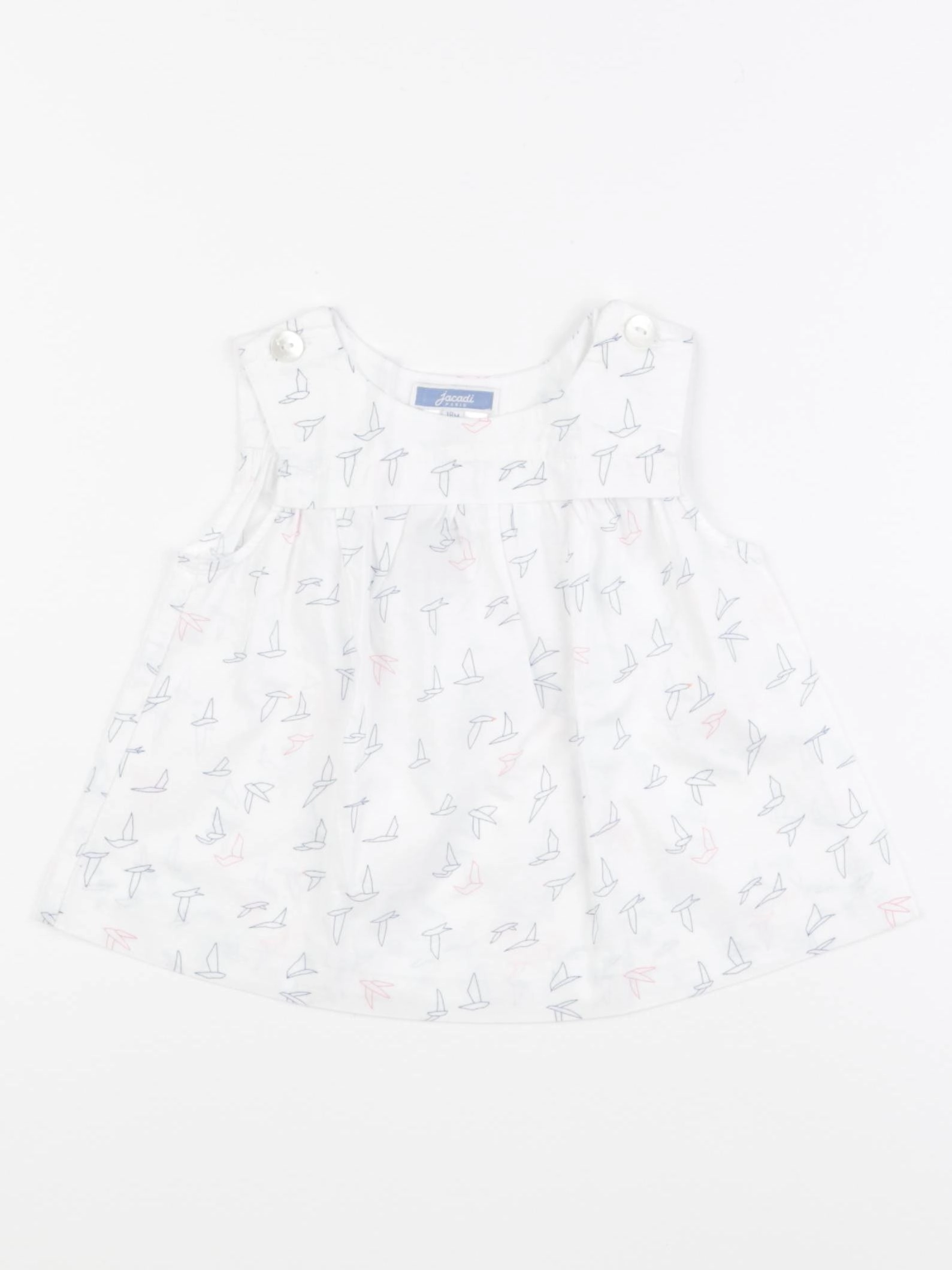 Jacadi - blouse blanc, bleu - 18 mois