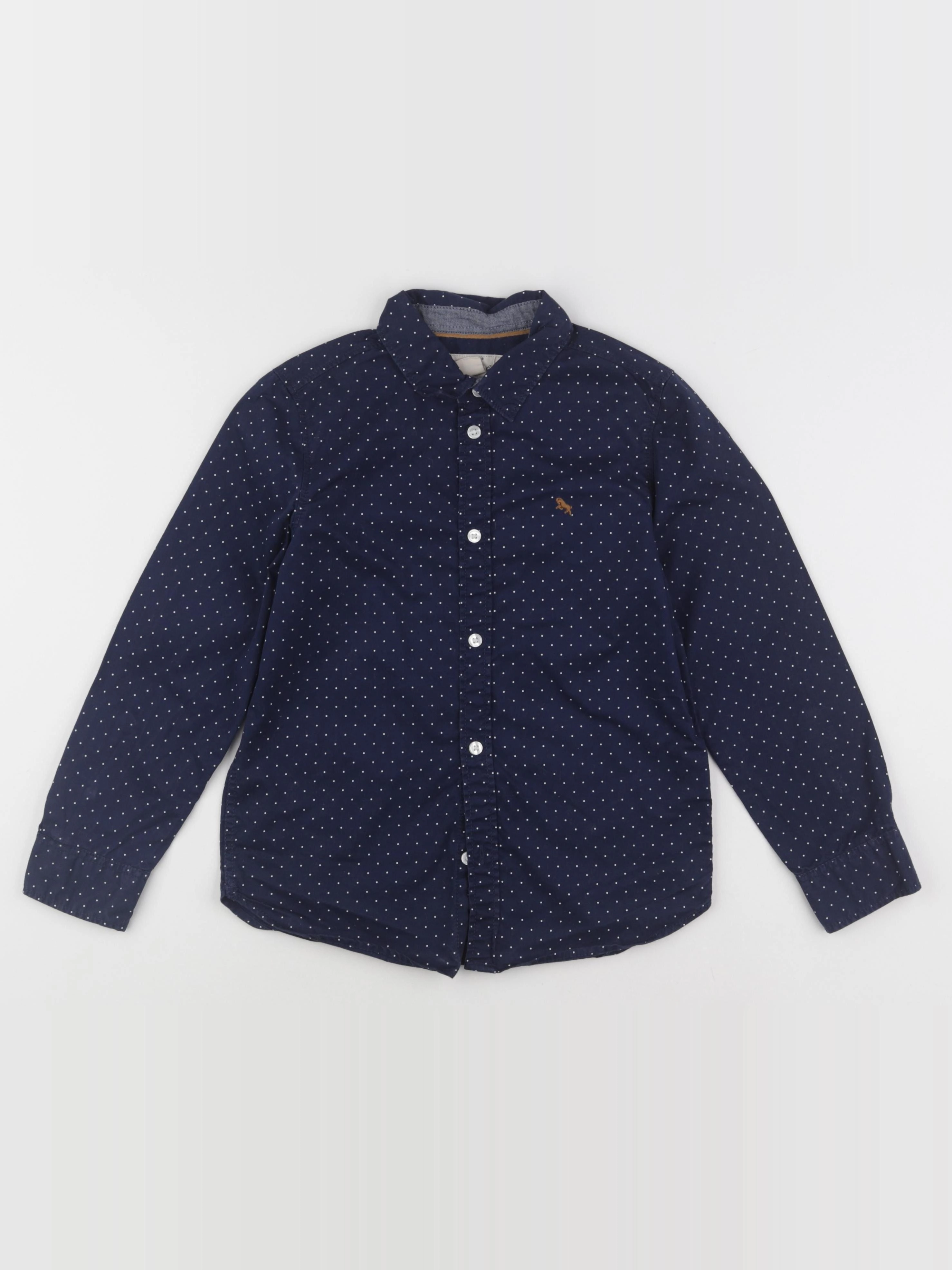 H&M - chemise bleu, blanc - 7/8 ans