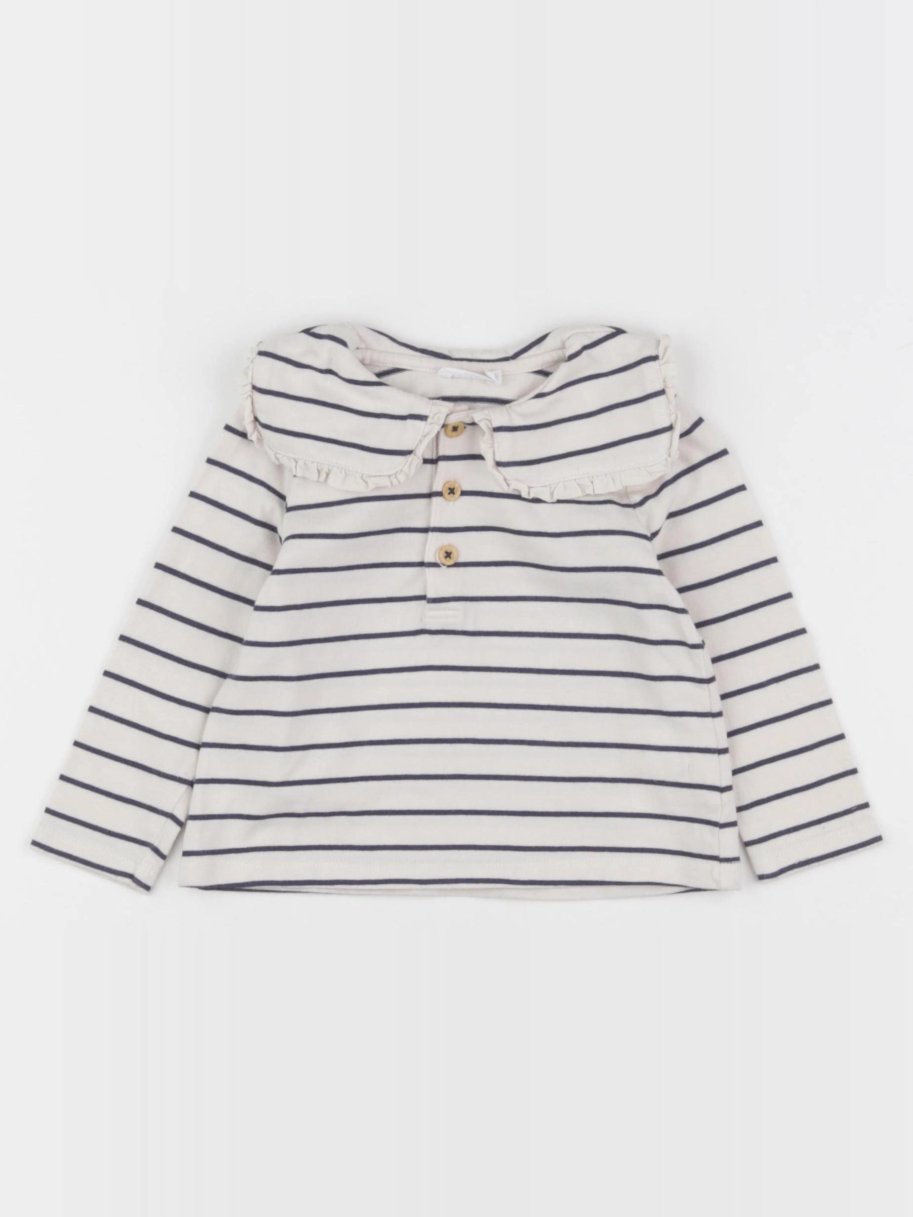 Boutchou - tee-shirt beige, bleu - 9 mois