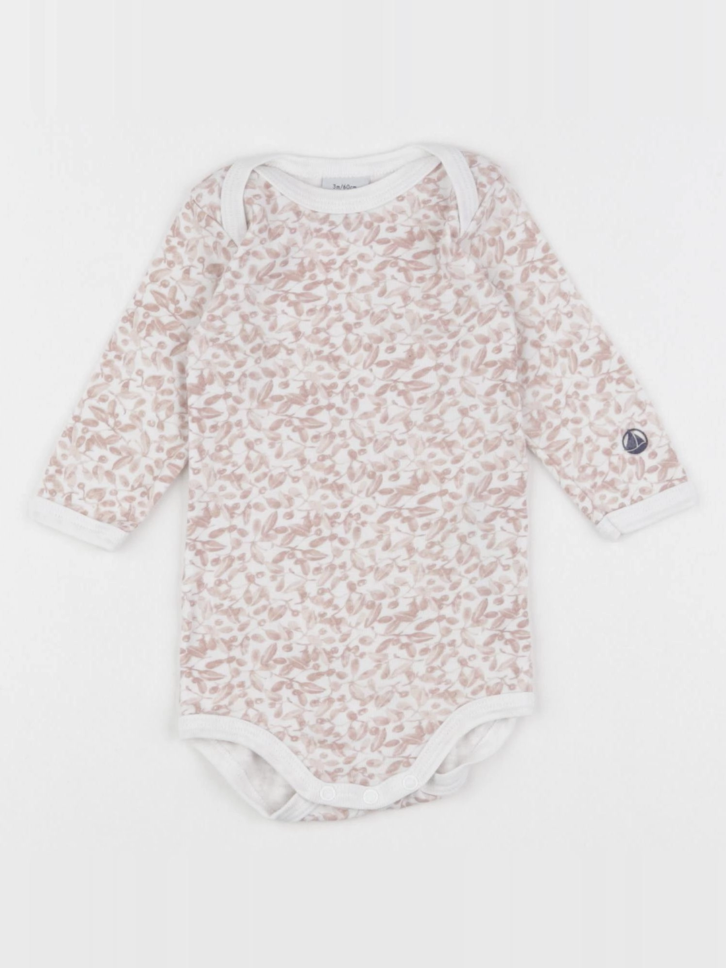 Petit Bateau - body blanc, marron - 3 mois