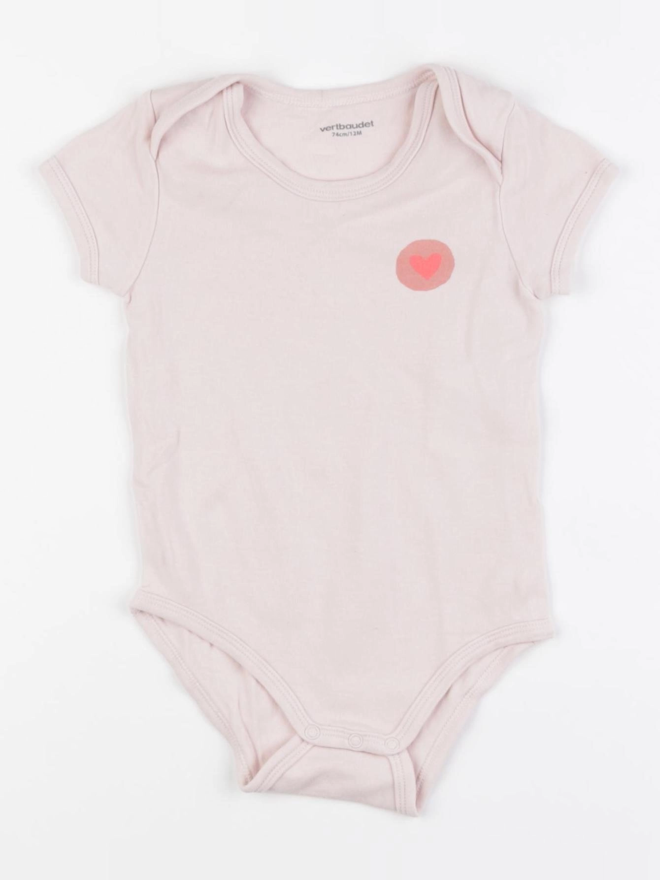 Vertbaudet - body rose - 12 mois