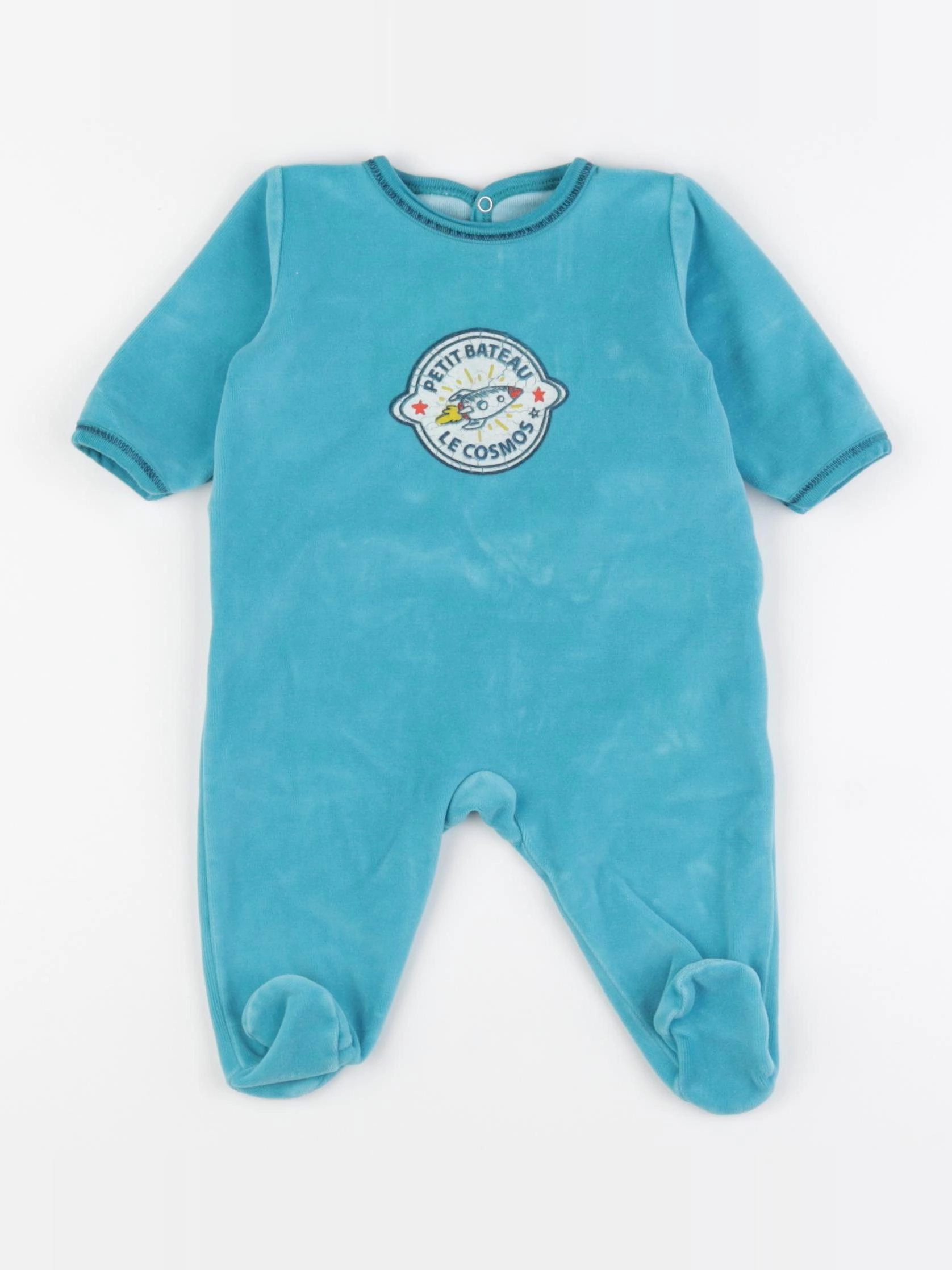Petit Bateau - pyjama velours bleu - 3 mois