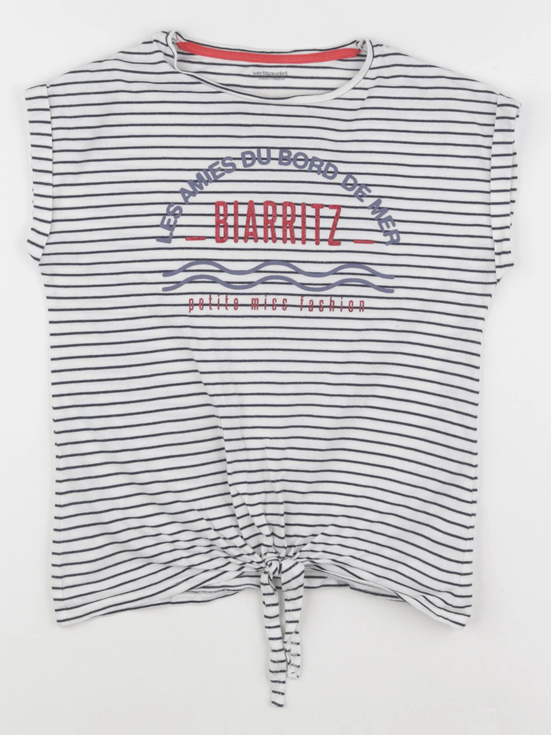 Vertbaudet - tee-shirt bleu, blanc - 10 ans
