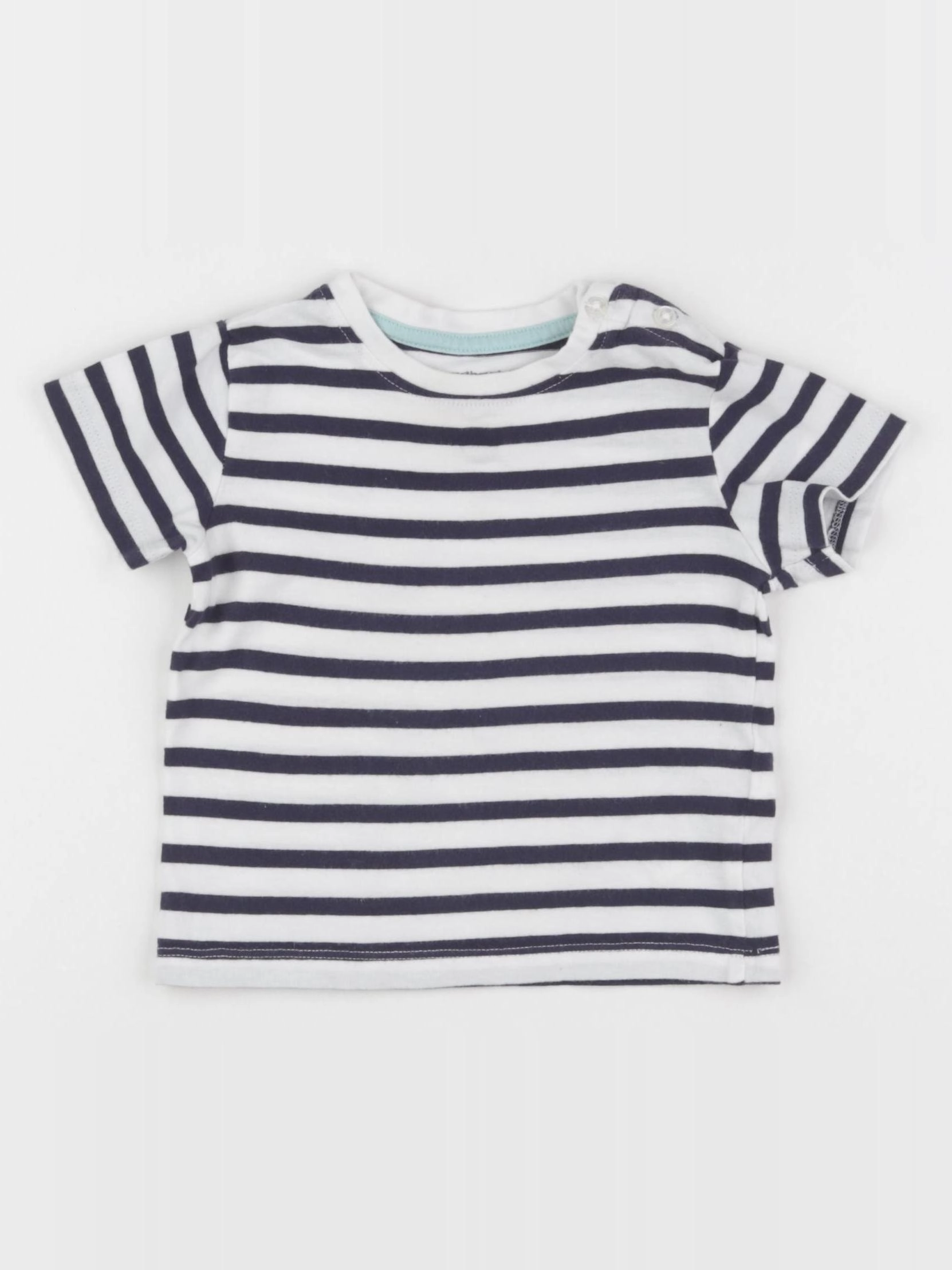 Vertbaudet - tee-shirt blanc, bleu - 12 mois