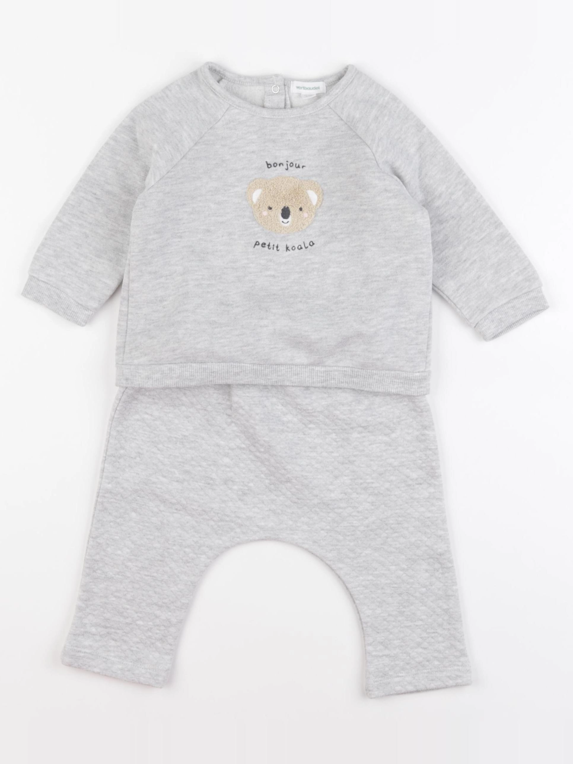 Vertbaudet - ensemble gris - 9 mois